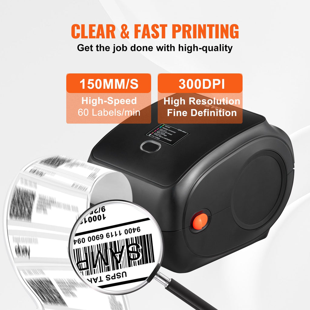 Terminis lipdukų spausdintuvas VEVOR 300DPI, Bluetooth