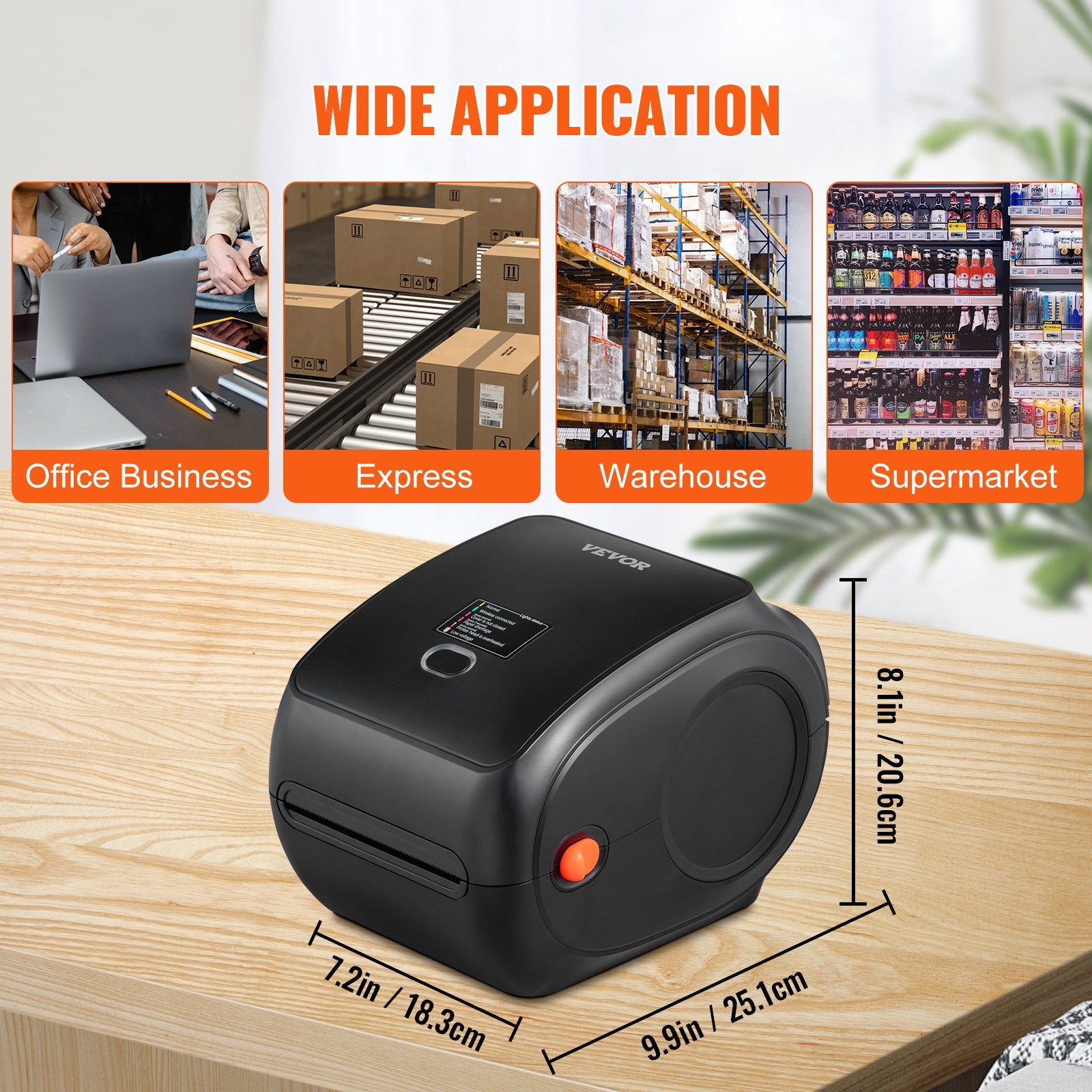 Terminis lipdukų spausdintuvas VEVOR 300DPI, Bluetooth