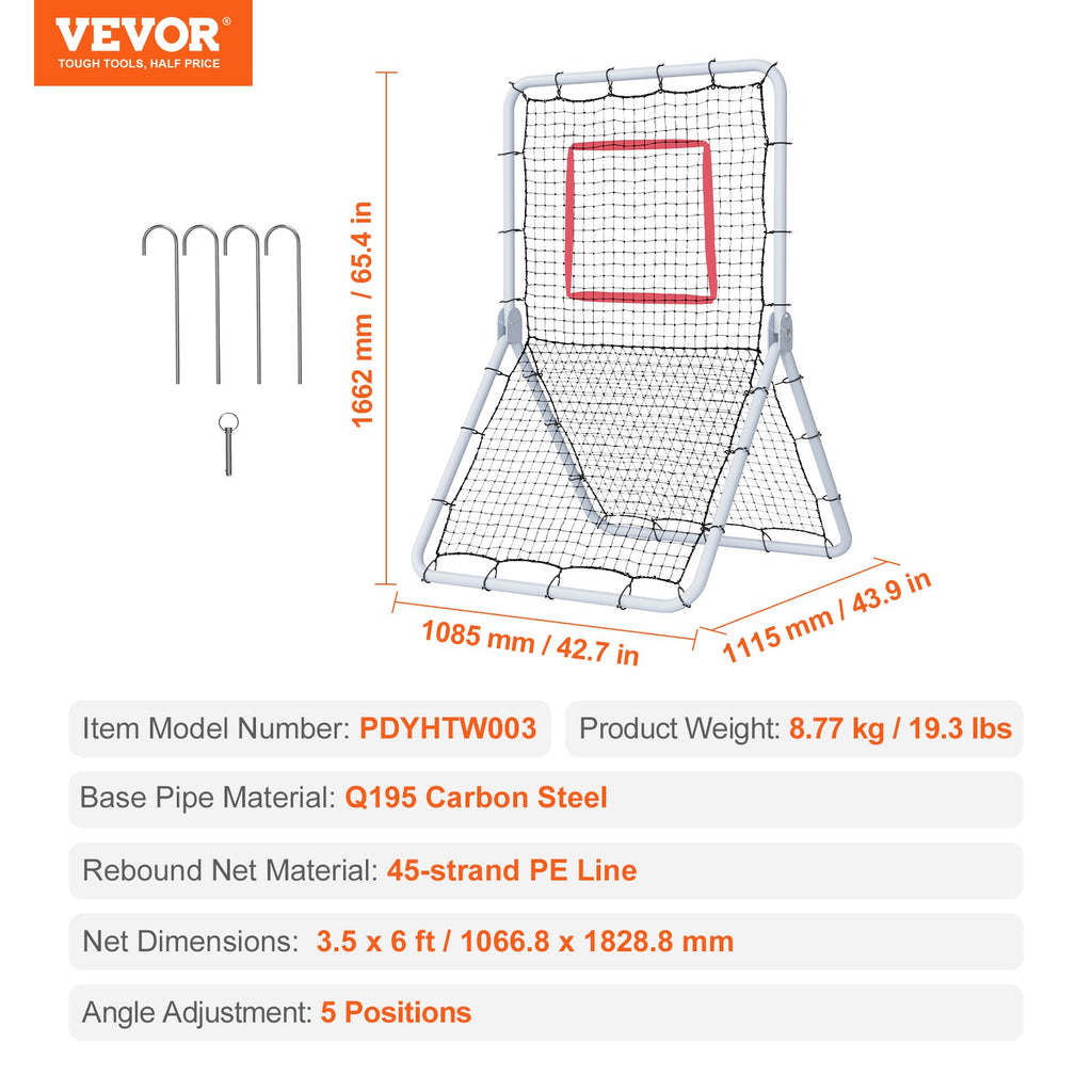 Beisbolo ir softbolo atšokimo tinklas VEVOR PDYHTW003, 107 x 183 cm
