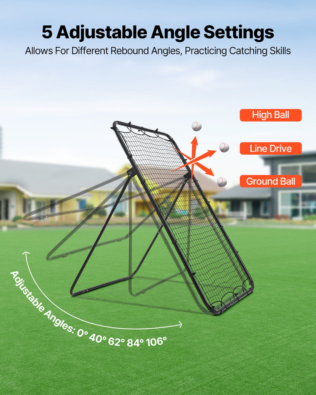 Beisbolo ir softbolo atšokimo tinklas VEVOR DKS-46B, 1210 x 1730 mm.