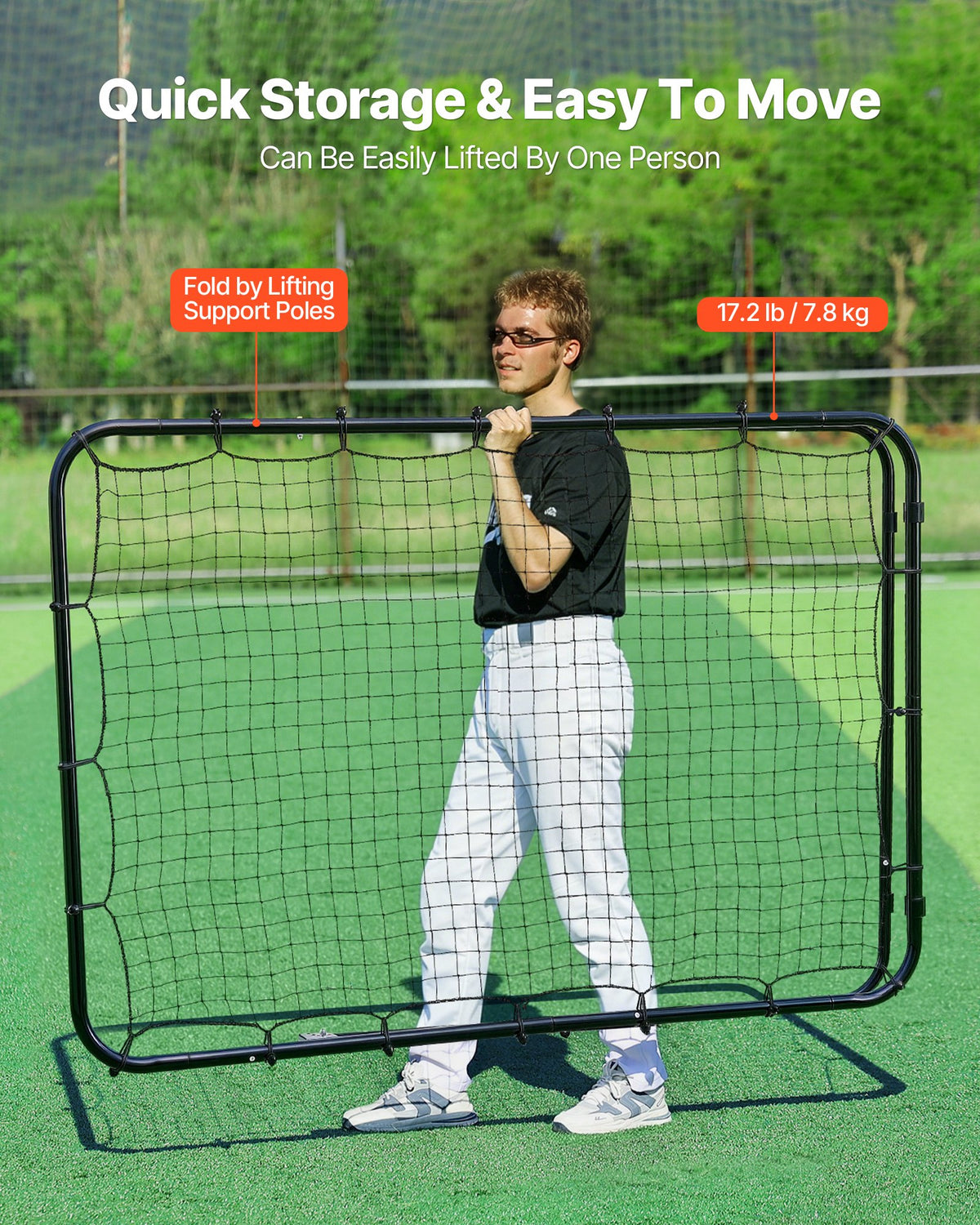 Beisbolo ir softbolo atšokimo tinklas VEVOR DKS-46B, 1210 x 1730 mm.