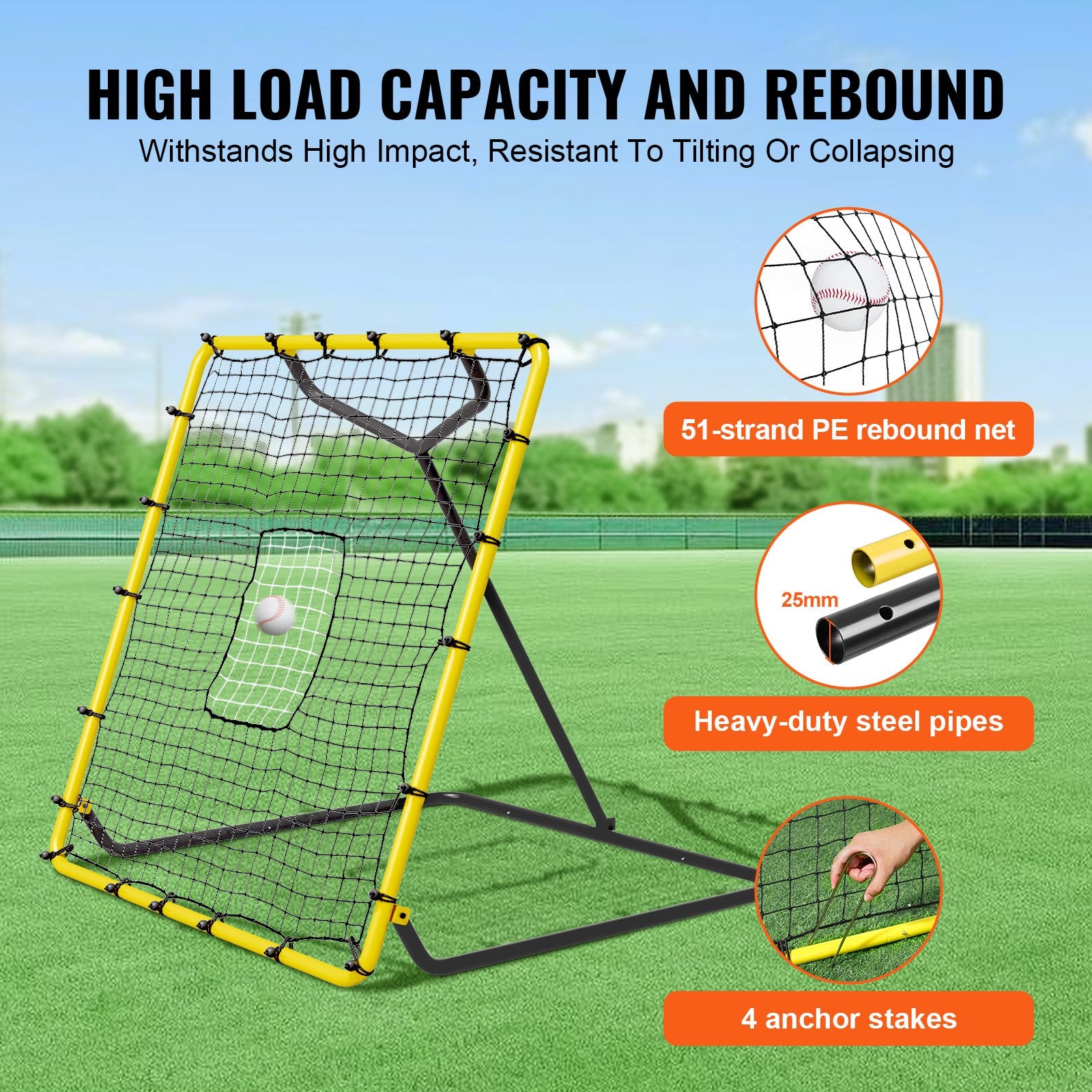 Beisbolo ir softbolo atšvaito tinklas VEVOR XH-4x4.5ft, 122 x 137 cm