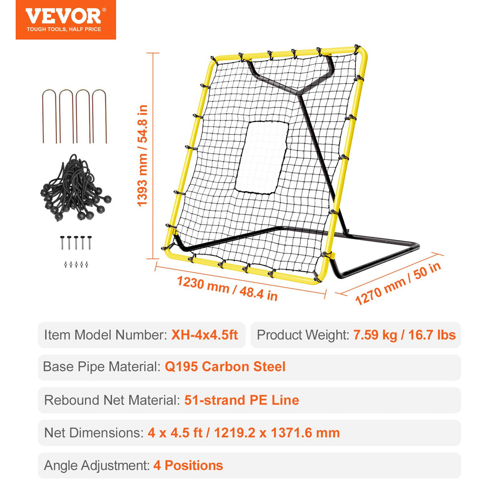 Beisbolo ir softbolo atšvaito tinklas VEVOR XH-4x4.5ft, 122 x 137 cm