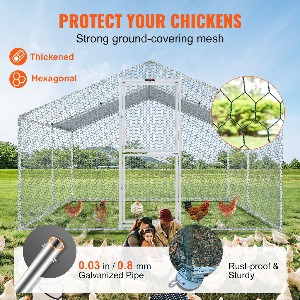 Metalinis vištidės aptvaras VEVOR, 4 x 3 x 2 m