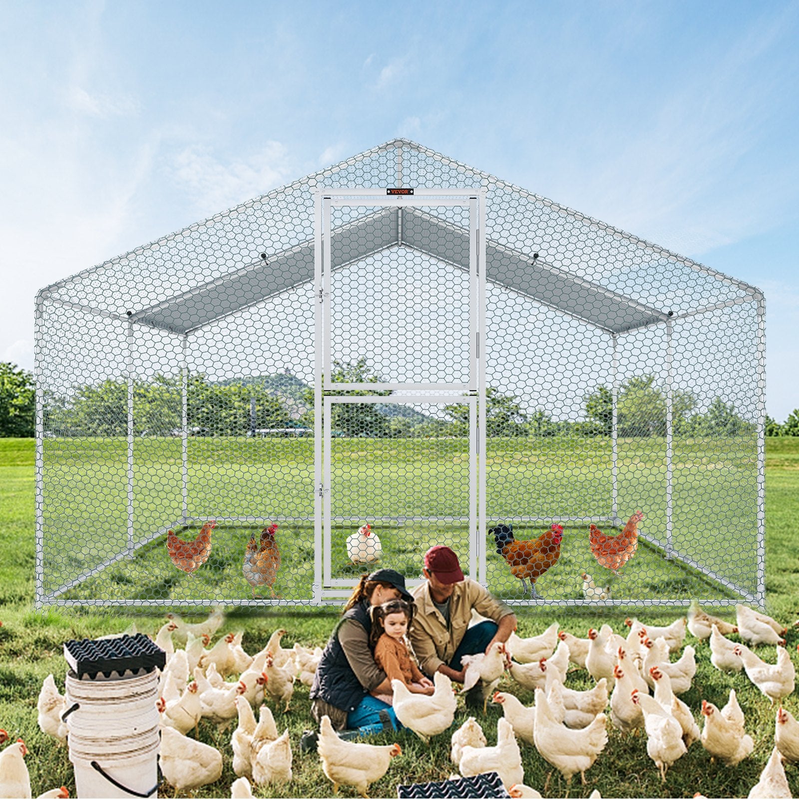 Metalinis vištidės aptvaras VEVOR, 4 x 3 x 2 m