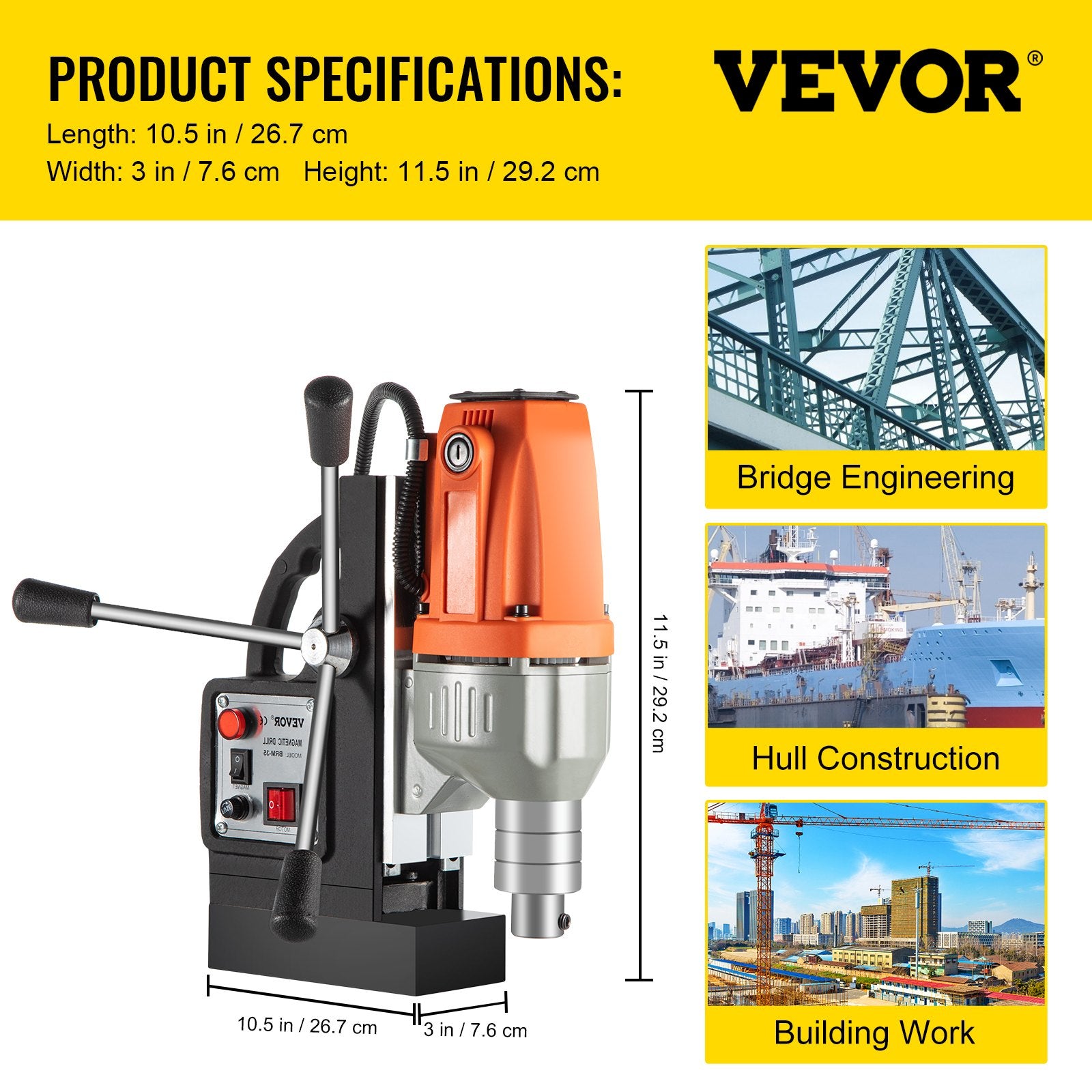 Magnetinės gręžimo staklės VEVOR BRM-35, 980 W