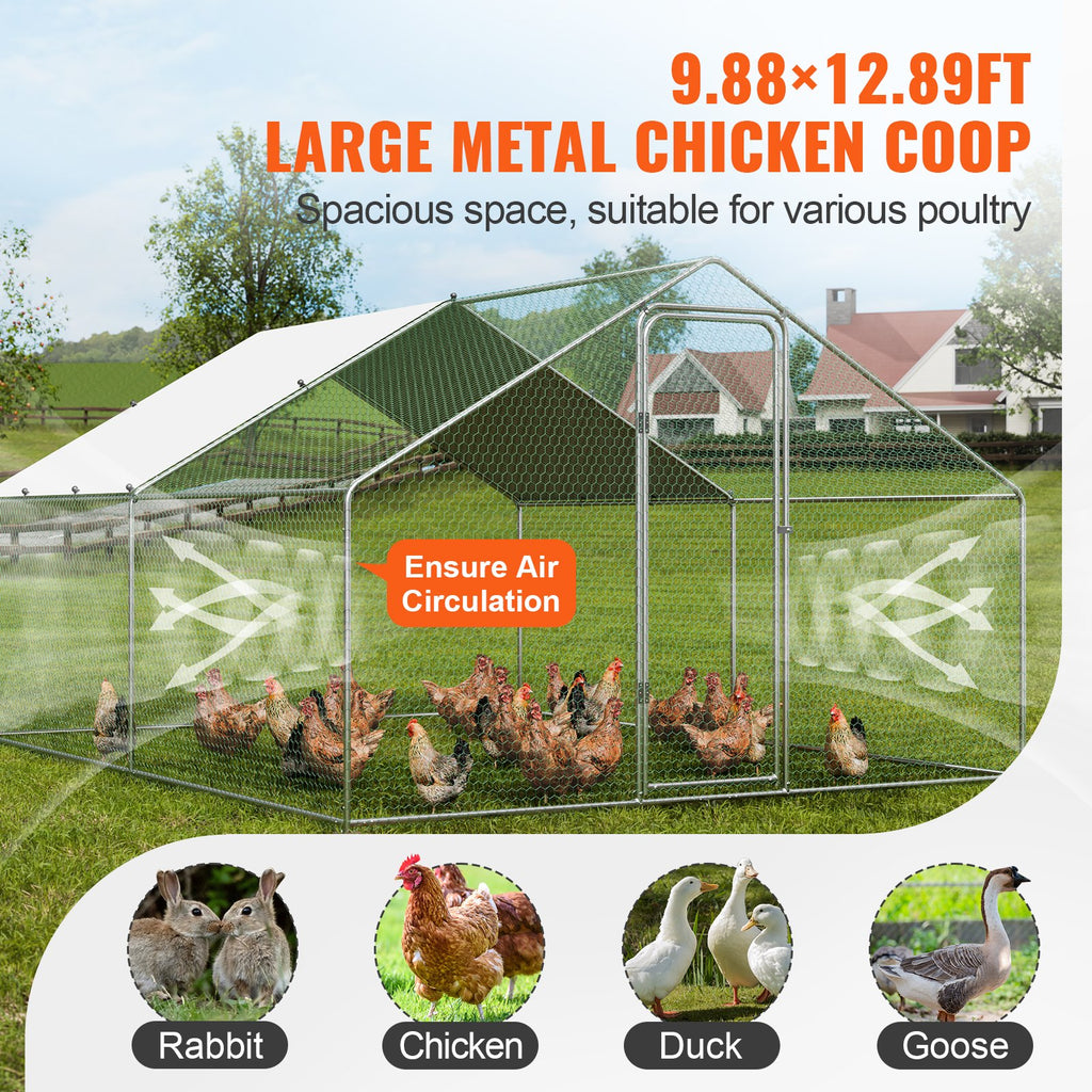 Metalinis vištidės aptvaras VEVOR RA342, 3 x 3,93 x 1,99 m