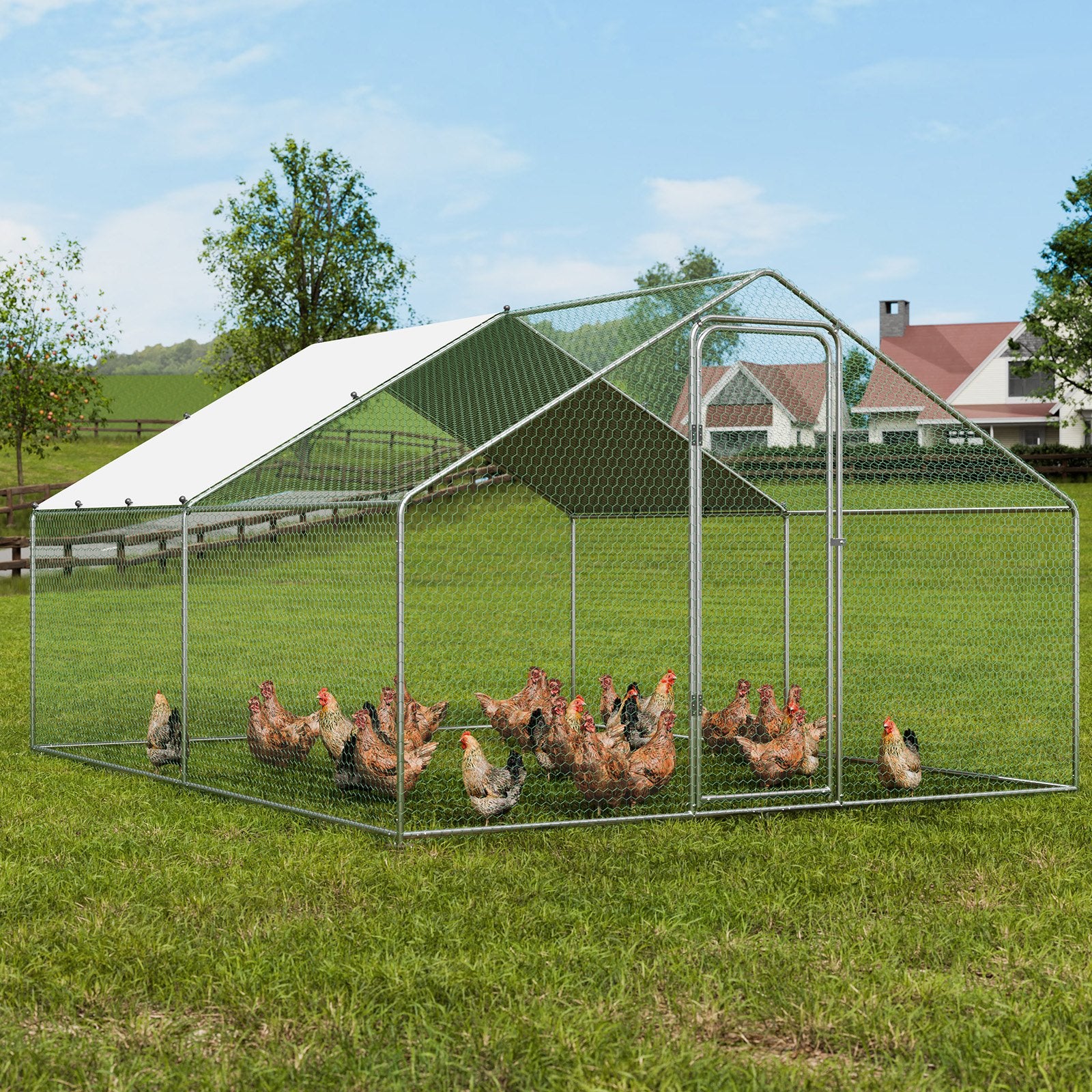 Metalinis vištidės aptvaras VEVOR RA342, 3 x 3,93 x 1,99 m