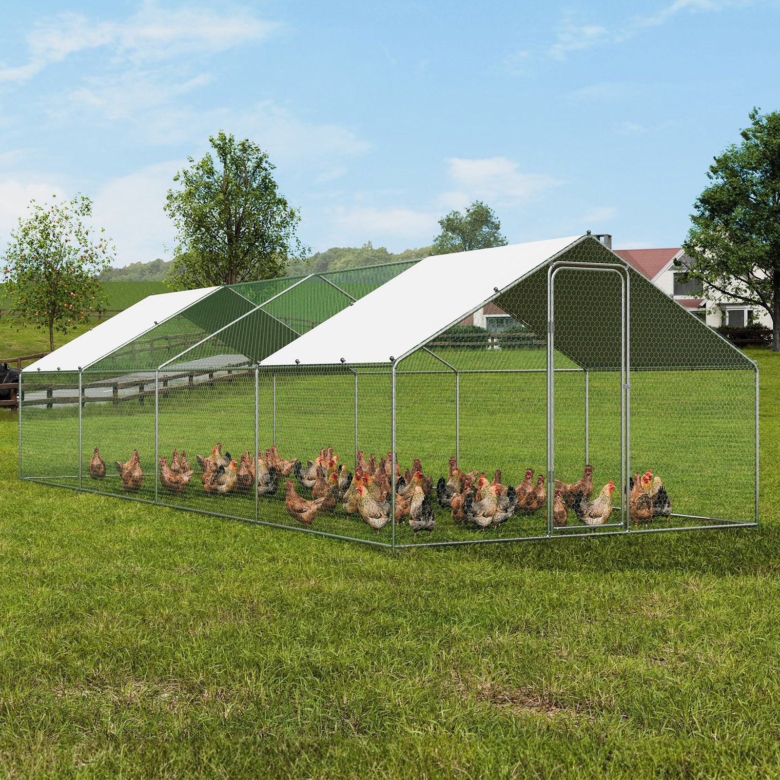 Metalinis vištidės aptvaras VEVOR RA382, 3 x 7,83 x 1,99 m