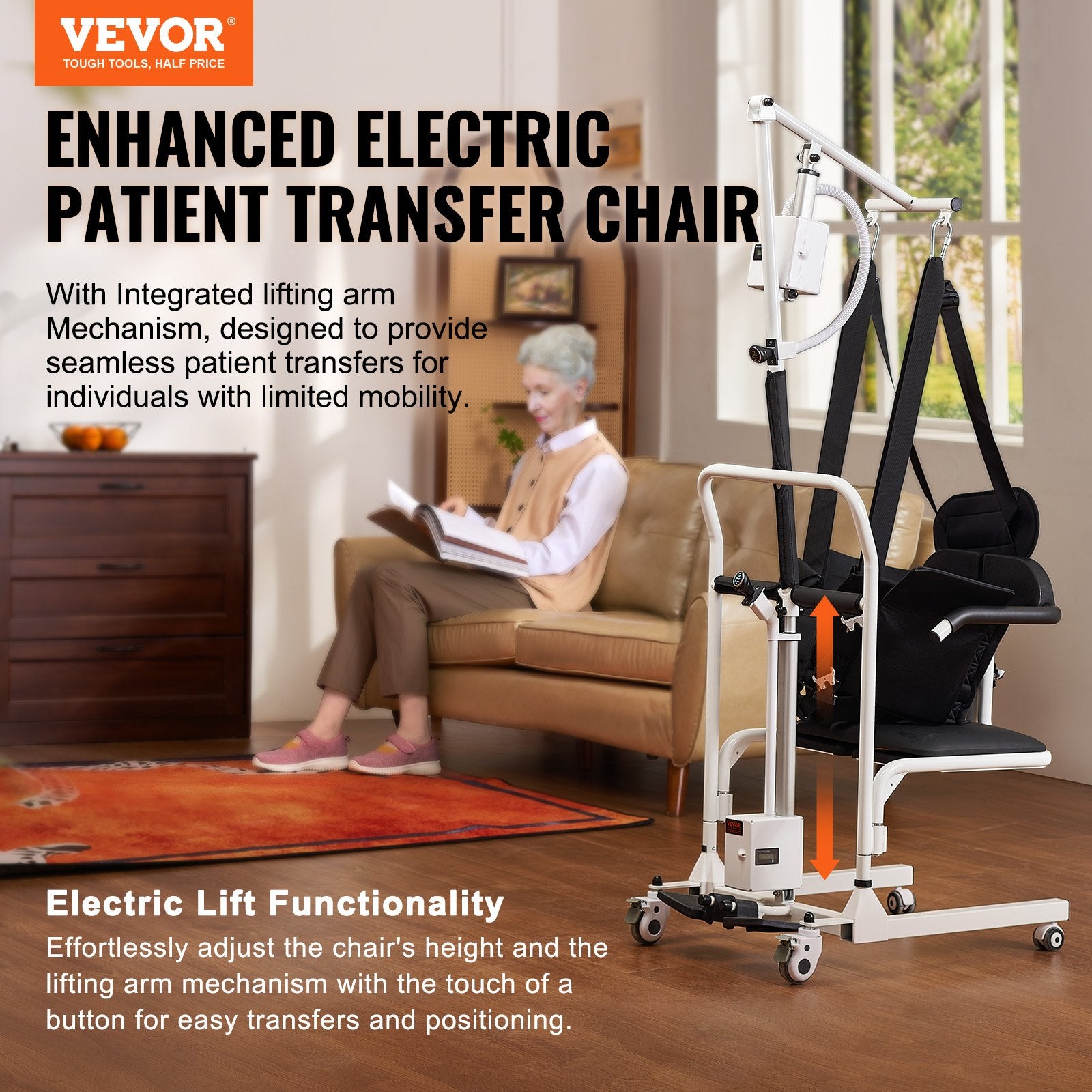 Elektrinis neįgaliųjų kėlimo vežimėlis VEVOR XFL-QX-YW03, 100 kg keliamoji galia