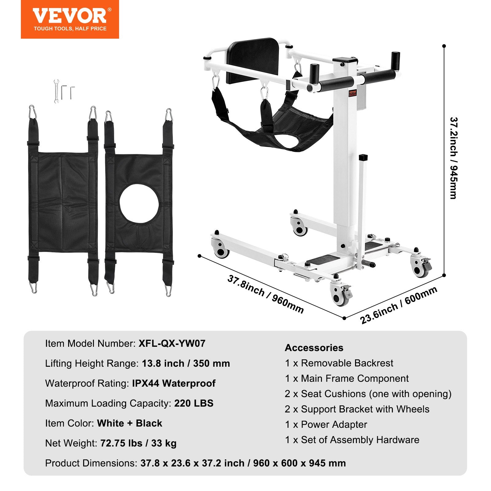 Elektrinis neįgaliųjų keltuvas-kėdė VEVOR XFL-QX-YW07, 99,8 kg