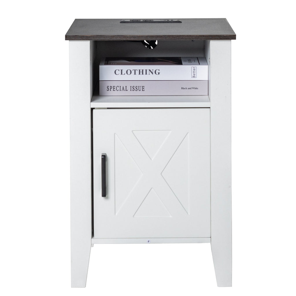 Šoniniai staliukai VEVOR SS-2402-BW, 2 vnt. komplektas su USB jungtimis