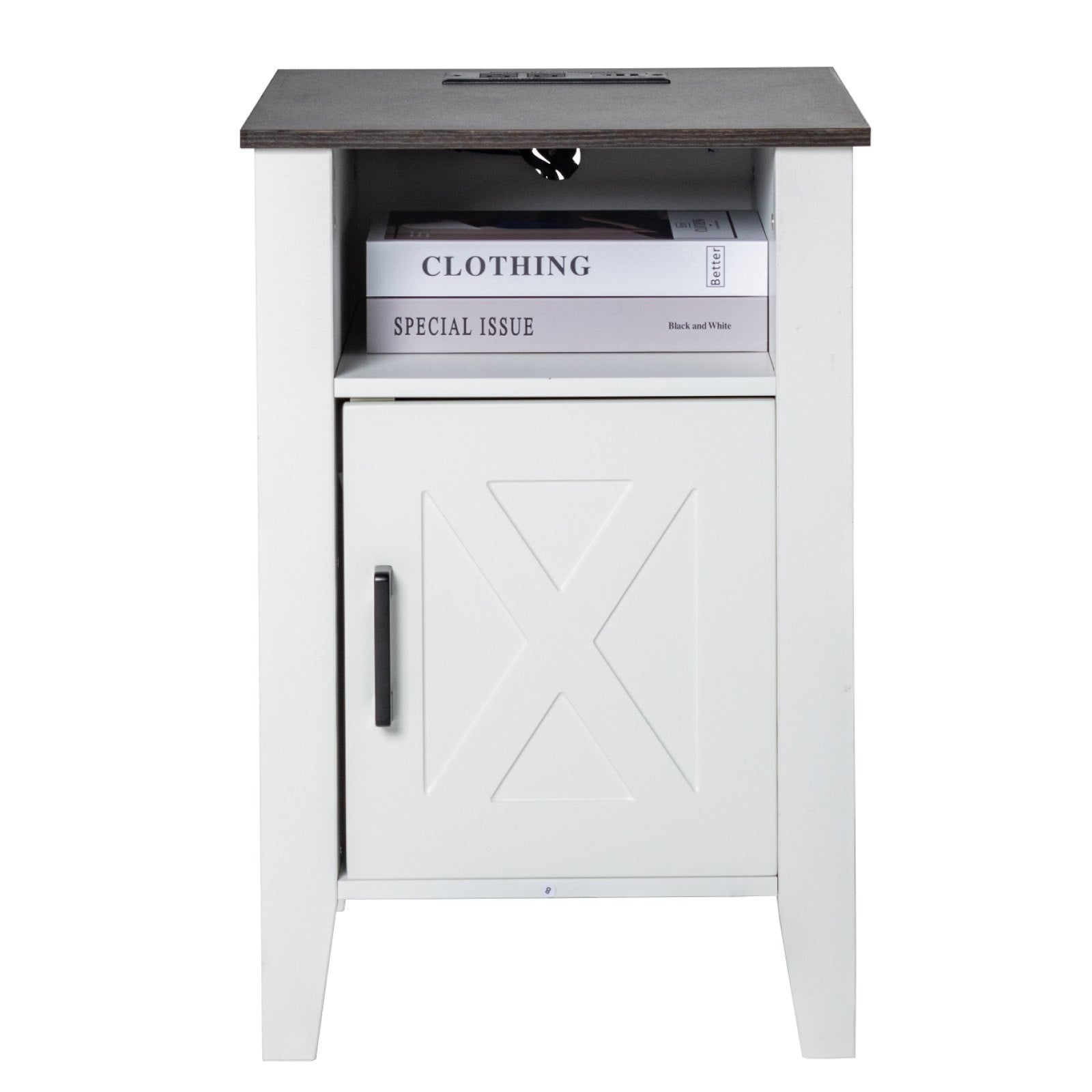 Šoniniai staliukai VEVOR SS-2402-BW, 2 vnt. komplektas su USB jungtimis