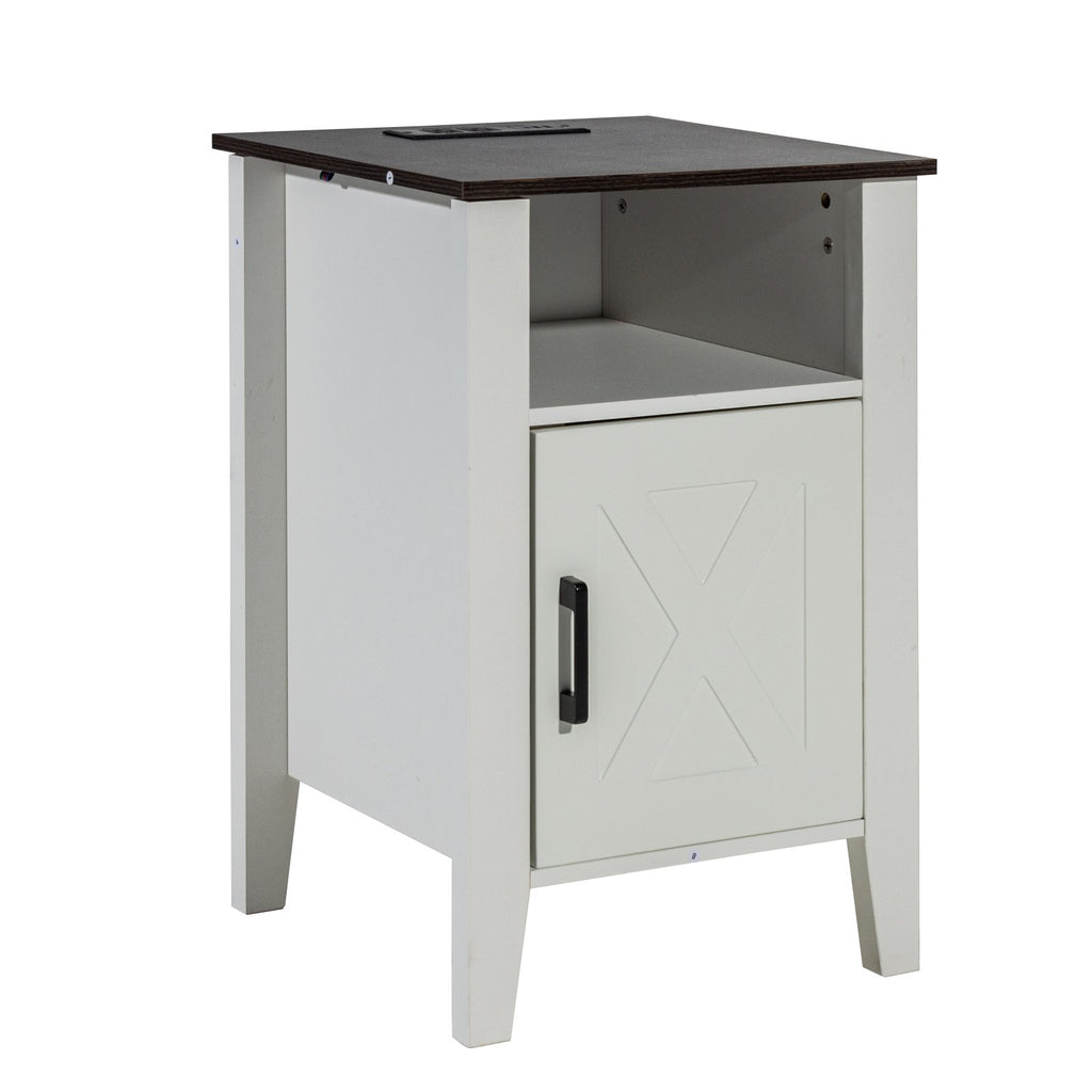 Šoniniai staliukai VEVOR SS-2402-BW, 2 vnt. komplektas su USB jungtimis