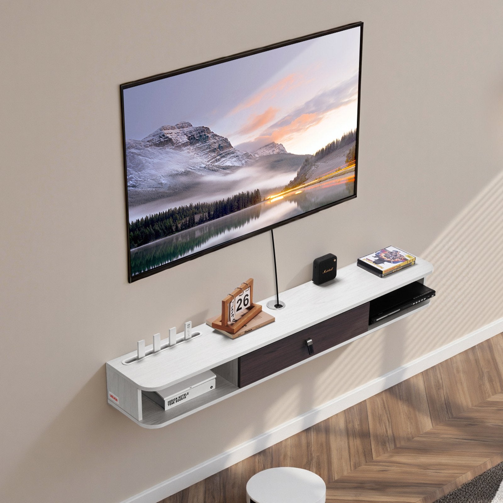 Pakabinama TV spintelė VEVOR SHSHDSG1116-2, 140 cm ilgio