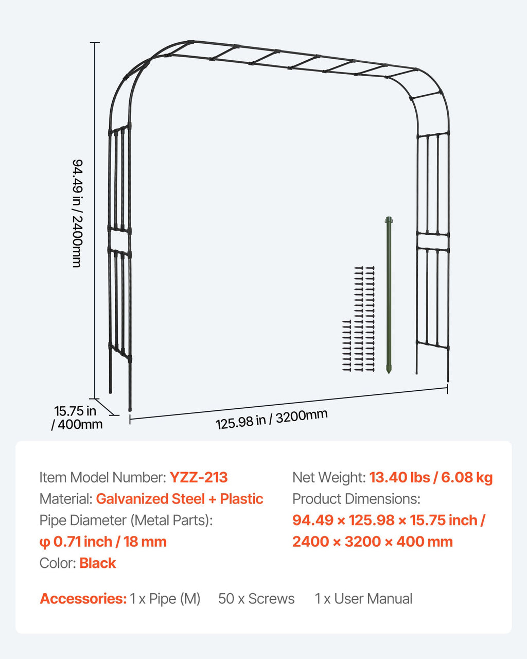 Sodo arka VEVOR YZZ-213, 2,4 x 3,2 m