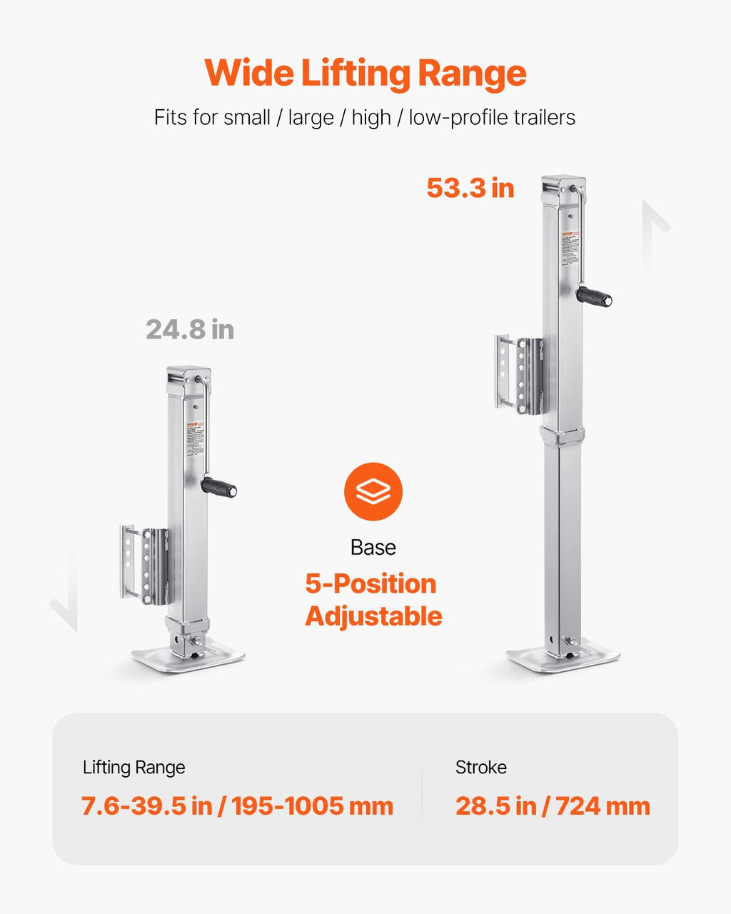 Priekabos atraminis keltuvas VEVOR 721100, 3628 kg statinė apkrova