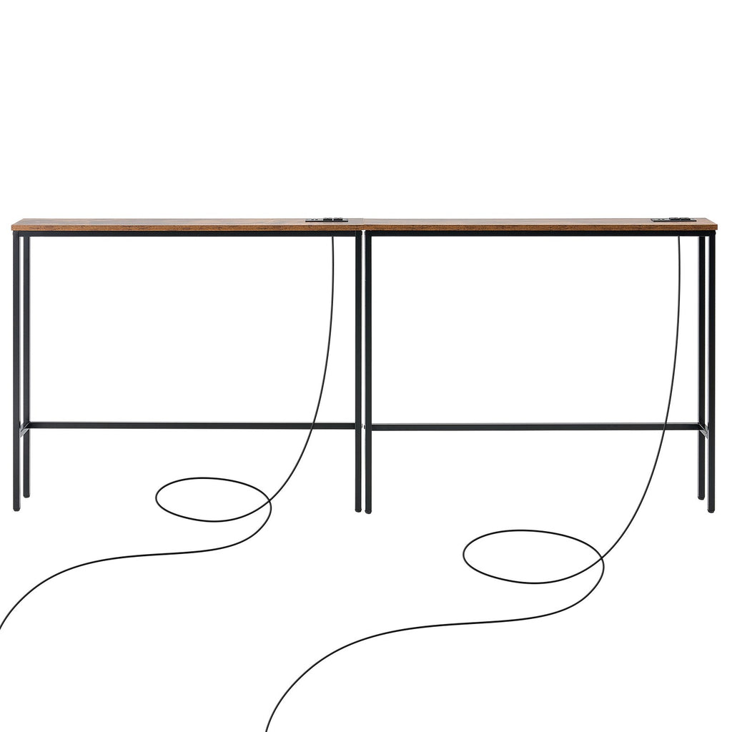 Siaura konsolinė sofa-stalas VEVOR YJXXGZ-002, 2 dalių rinkinys su elektros lizdais