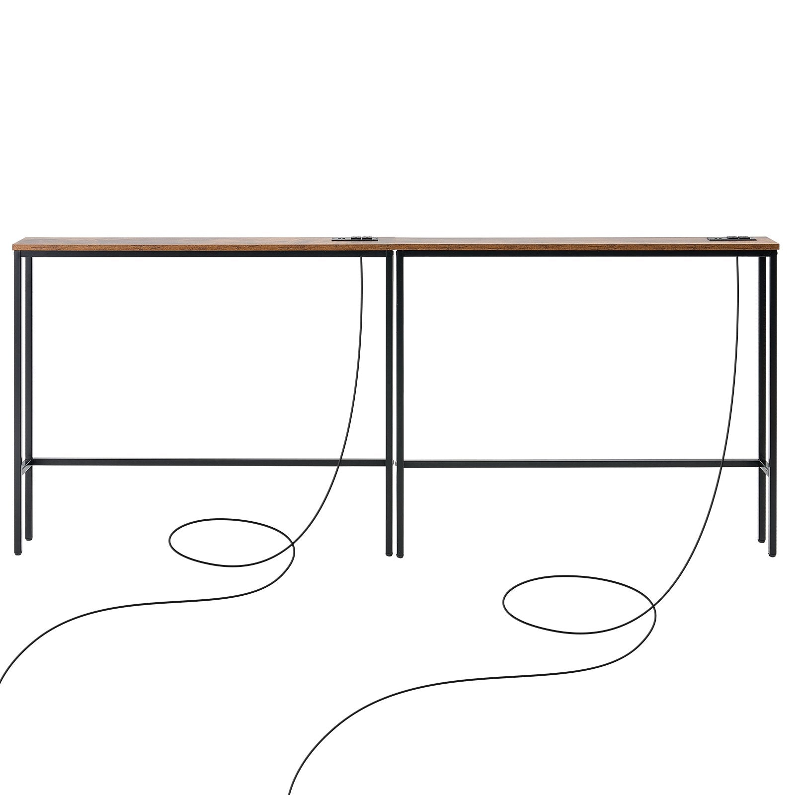 Siaura konsolinė sofa-stalas VEVOR YJXXGZ-002, 2 dalių rinkinys su elektros lizdais