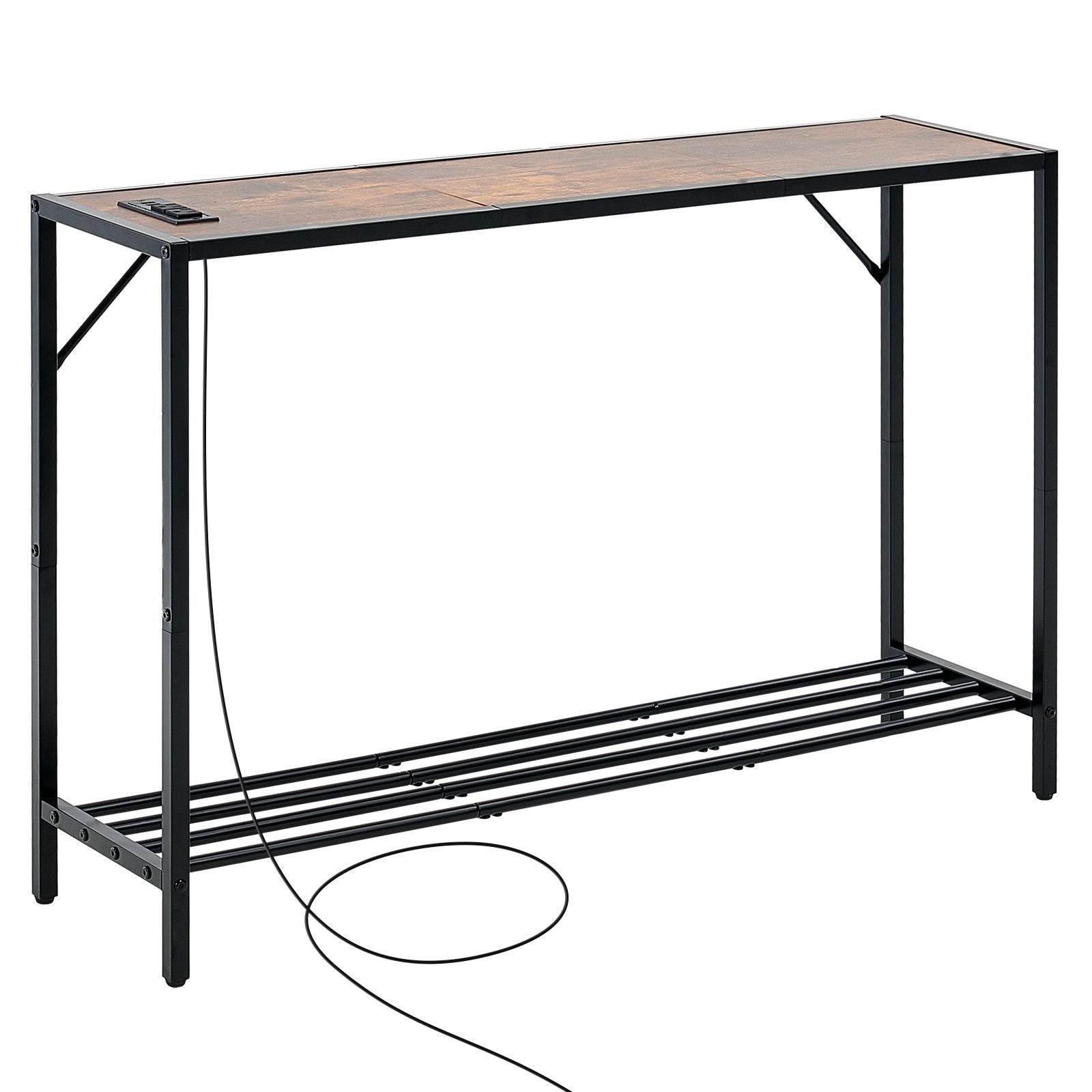 Siaura konsolinė sofa-stalas VEVOR YJXXGZ-007, 106 cm ilgio su elektros lizdais
