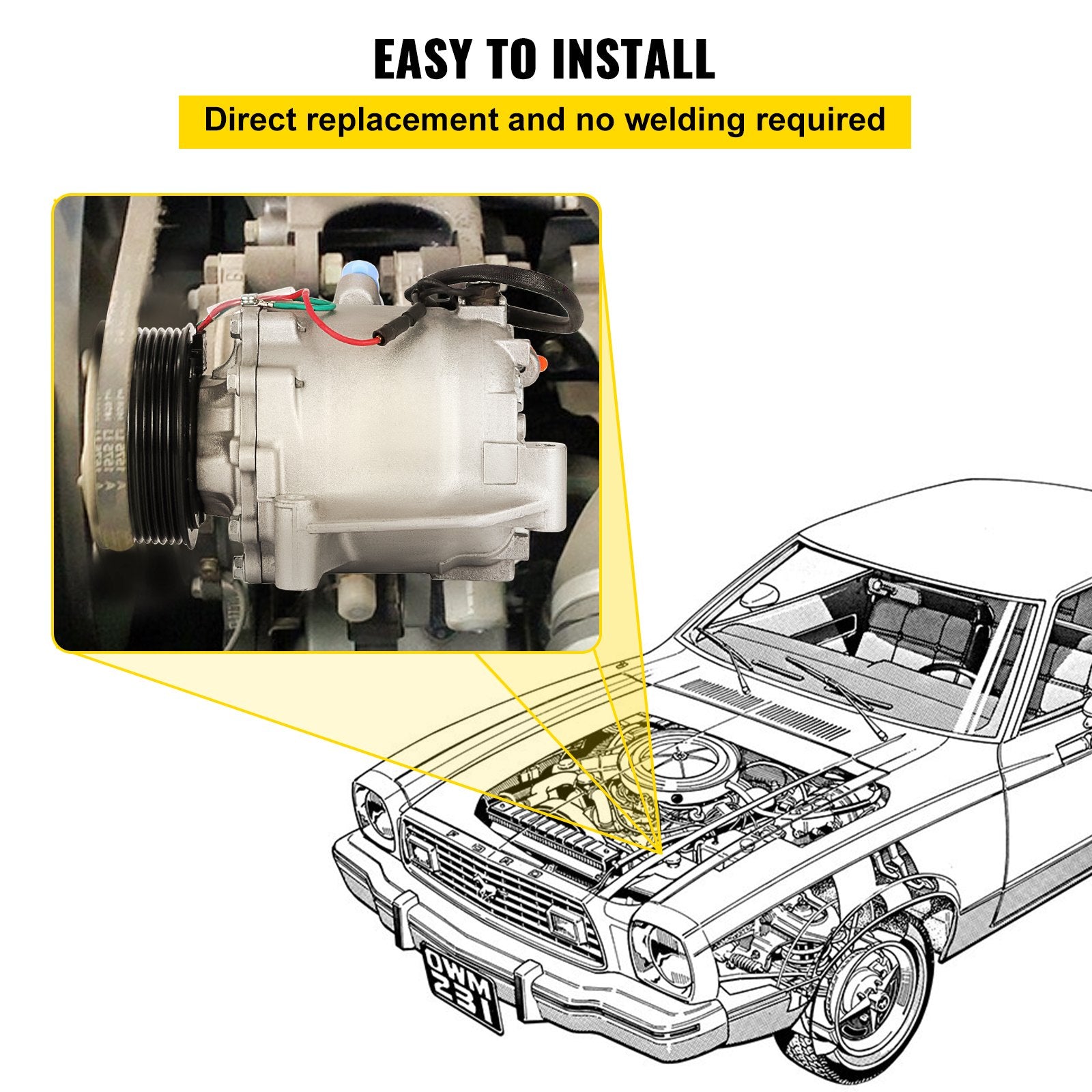 Oro kondicionieriaus kompresorius VEVOR Honda Civic 1.8L (2006-2011), 12V