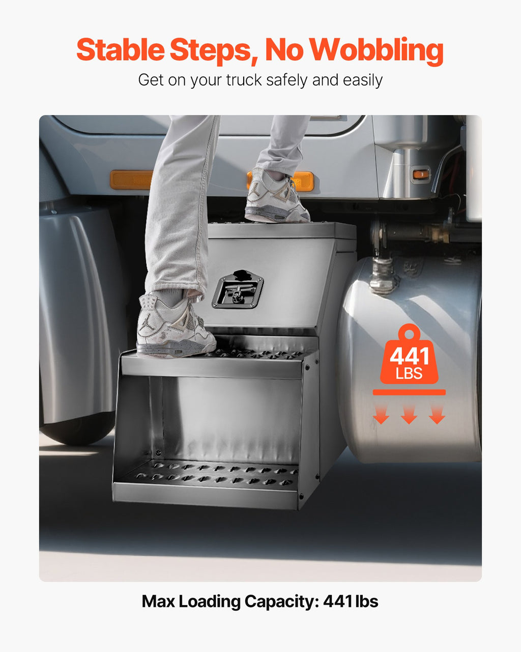 Sunkvežimio laiptelis-įrankių dėžė VEVOR 18-28-25, 457 x 695 x 645 mm