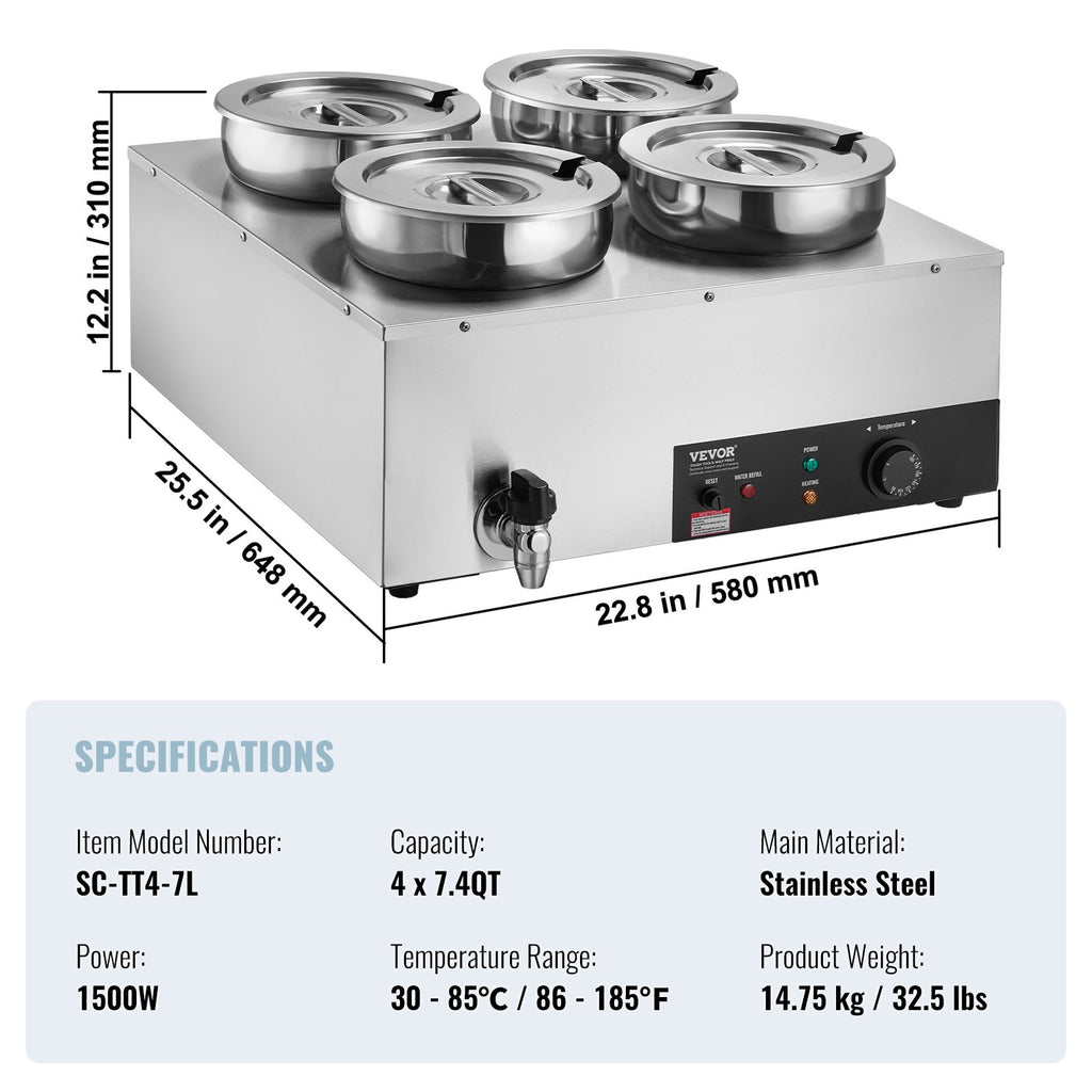 Elektrinis sriubos šildytuvas VEVOR SC-TT4-7L, 1500W