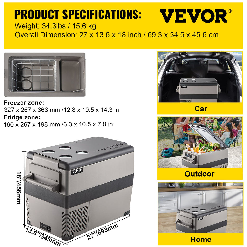 Nešiojamas automobilinis šaldytuvas VEVOR 45L, 12V/24V/230V