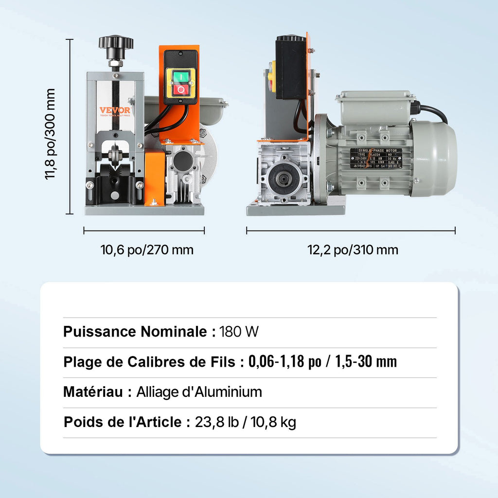 Automatinė laidų izoliacijos nuėmimo mašina VEVOR BXJDD180, 1,5–30 mm