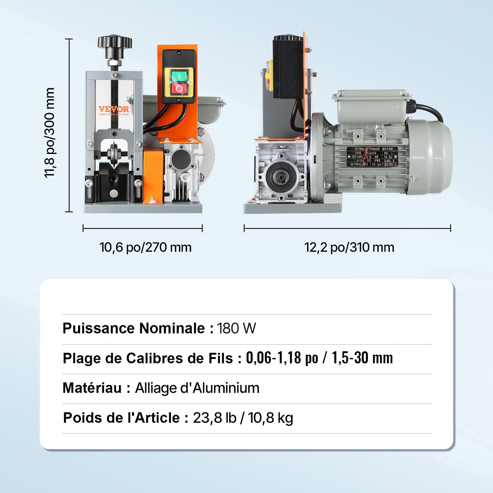 Automatinė laidų izoliacijos nuėmimo mašina VEVOR BXJDD180, 1,5–30 mm
