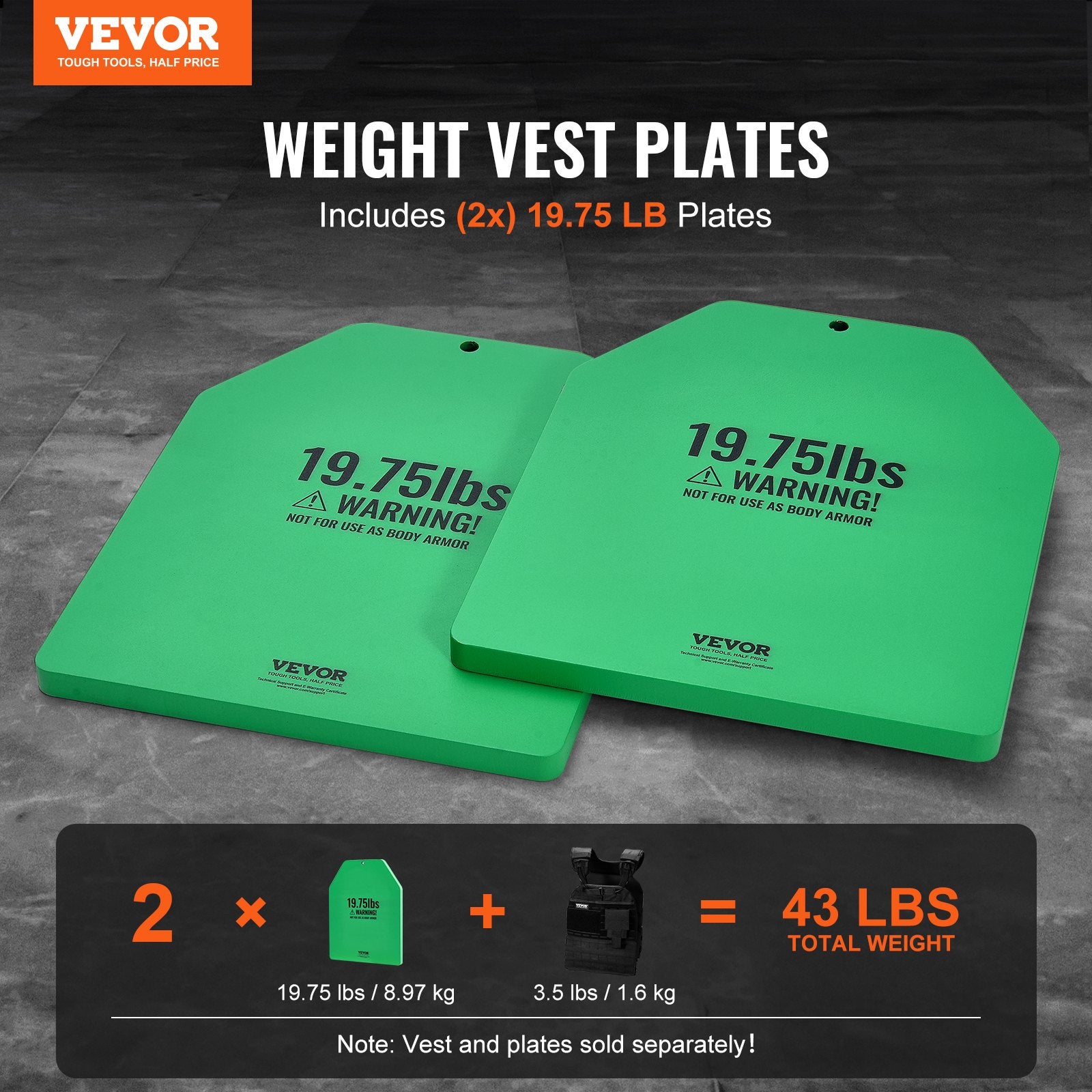 Svorio liemenės plokštės VEVOR JSPB-19.75LB, 2 x 8,96 kg