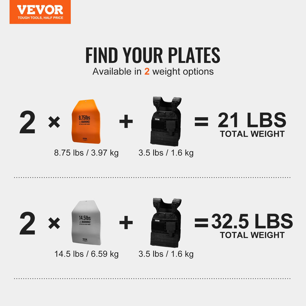 Svorio liemenės plokštės VEVOR JSCB-14.5LB, 2 x 6,58 kg