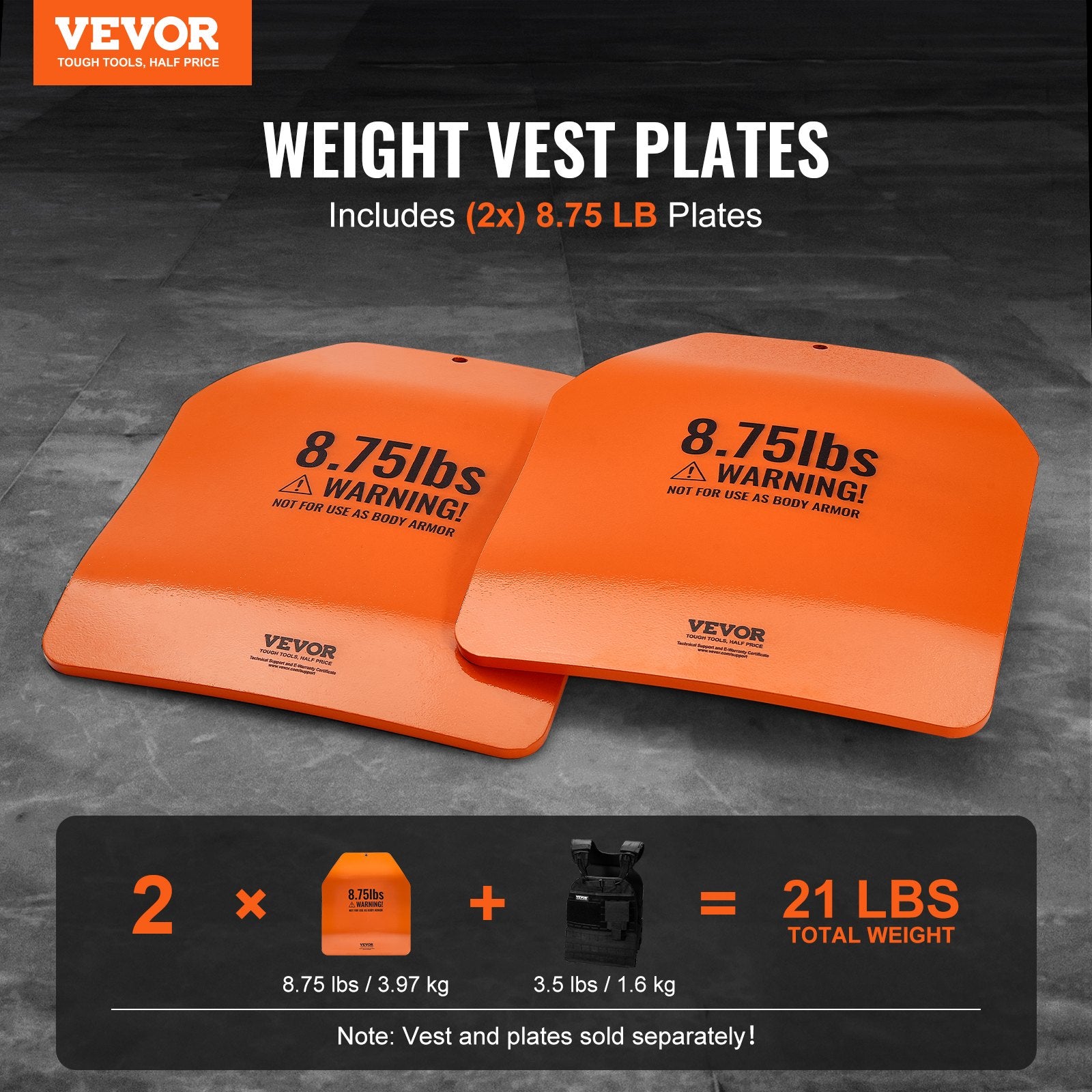 Svorio liemenės plokštės VEVOR JSCB-8.75LB, 2 vnt. po 3,97 kg