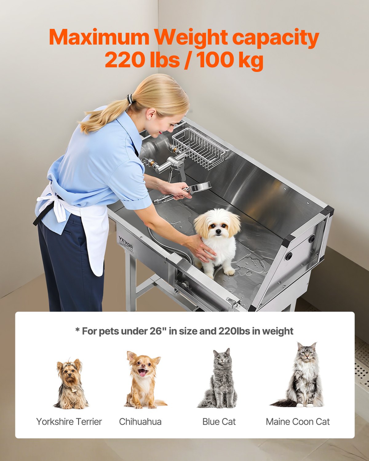 Šunų maudymo vonia VEVOR K2E01003, 86,4 cm ilgio