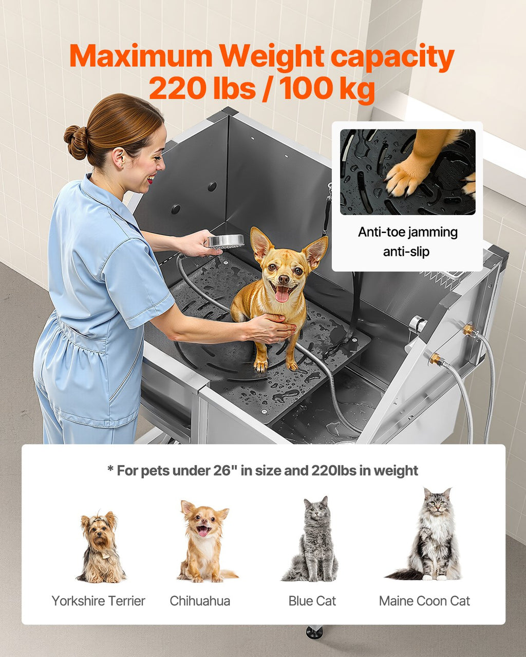 Šunų maudymo vonia VEVOR K2E01001, 96,5 cm