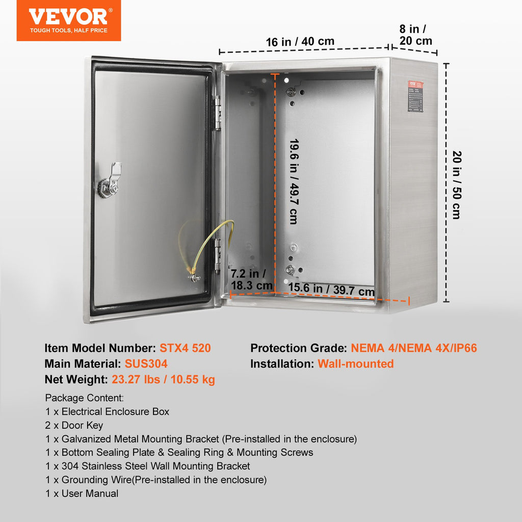 Elektros skydinė VEVOR SP-B3-504020, 50 x 40 x 20 cm