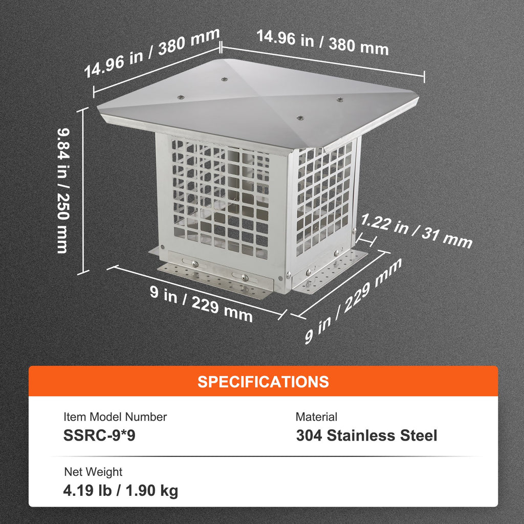 Kamino stogelis VEVOR SSRC-9*9, 228,6 x 228,6 mm