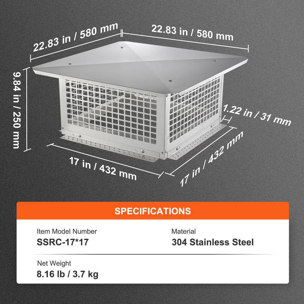 Kamino stogelis VEVOR SSRC-17*17, 431,8x431,8 mm