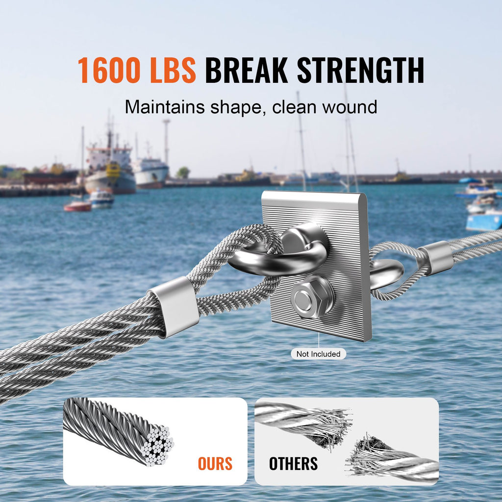 Plieninis trosas VEVOR S1/8-600, 182,3 m