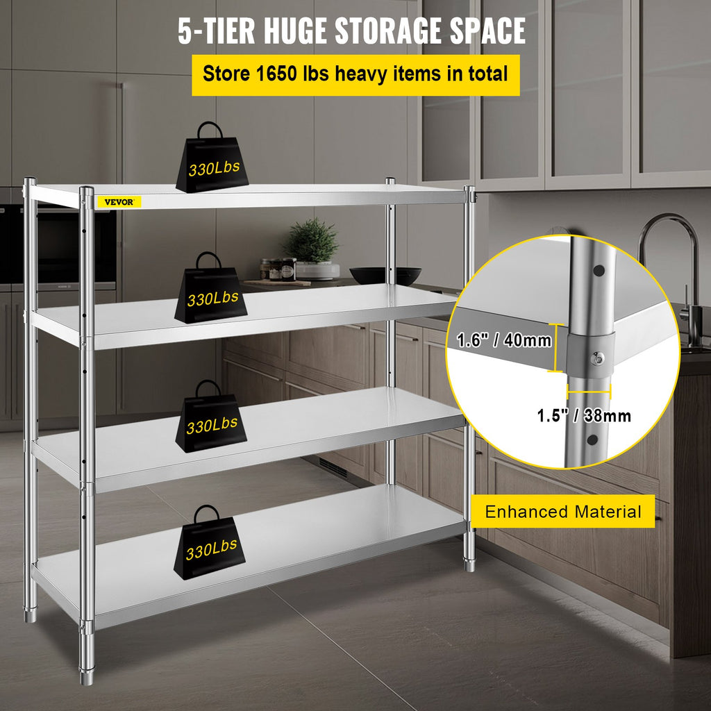 Nerūdijančio plieno lentyna VEVOR VV-SSS-4-72, 180x45x150 cm