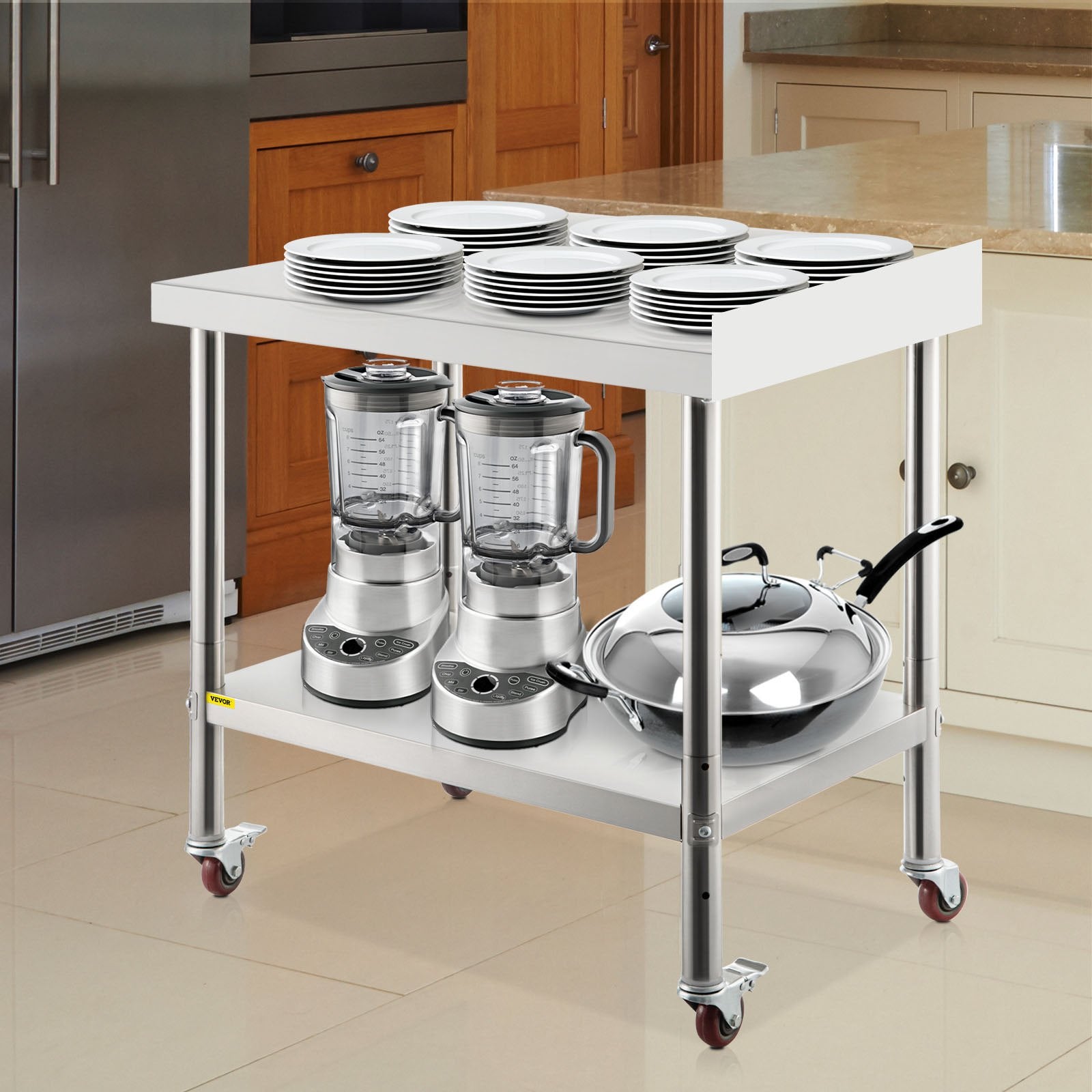 Nerūdijančio plieno paruošimo stalas VEVOR VV-SSWT-BJL-1524, 200 kg apkrova