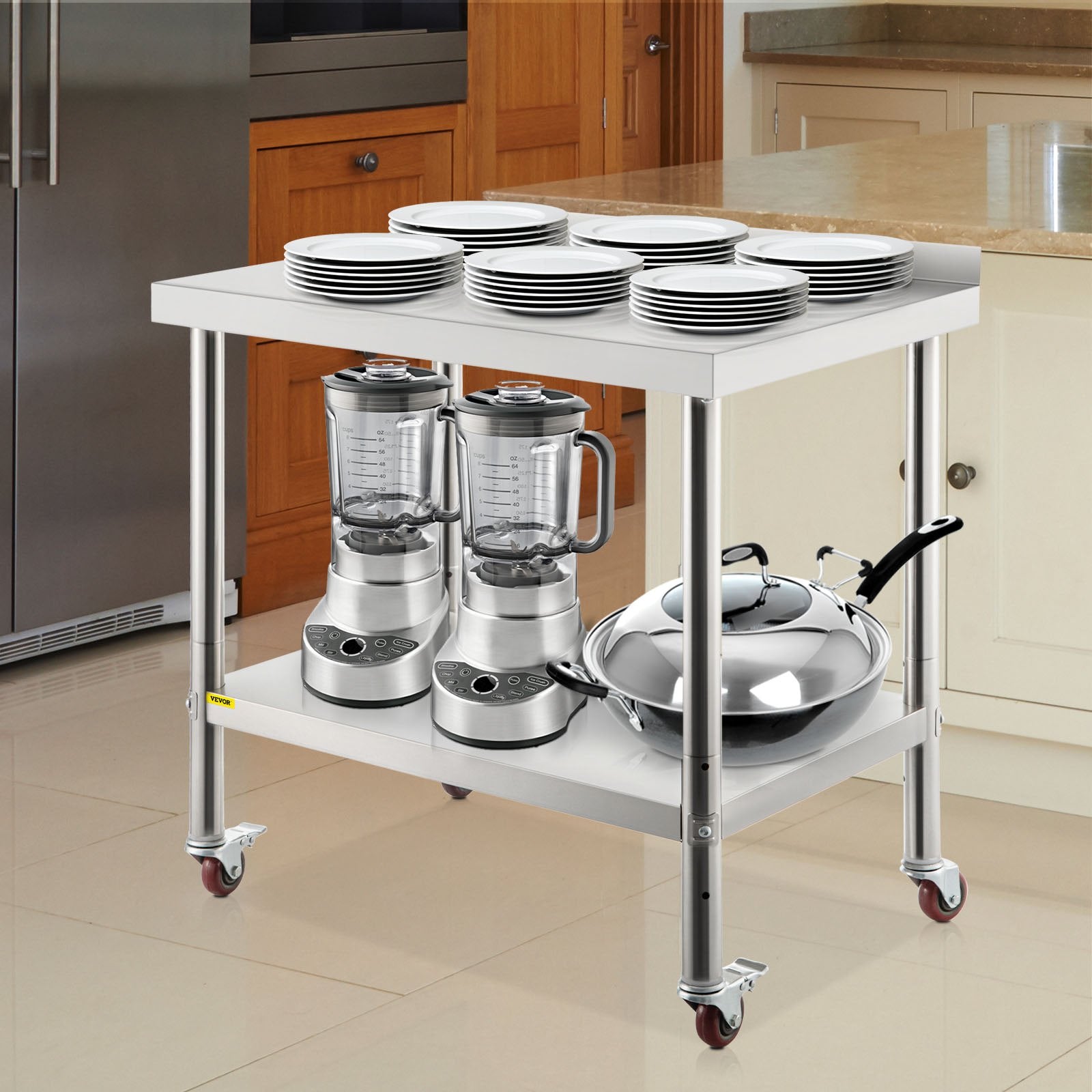 Nerūdijančio plieno paruošimo stalas VEVOR VV-SSWT-BJL-2430, 200 kg apkrova