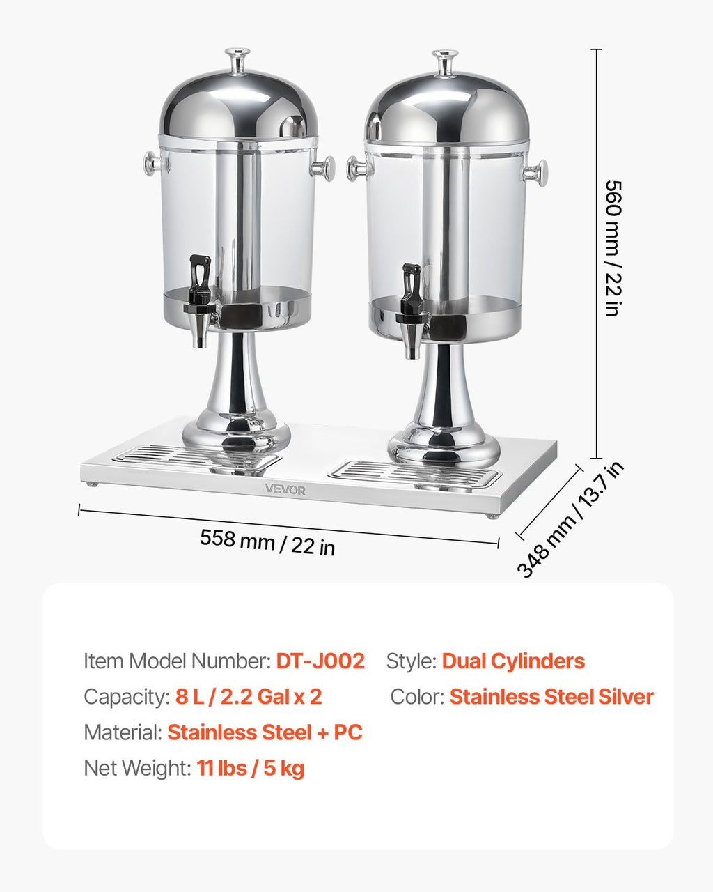 Gėrimų dozatorius VEVOR DT-J002, 16 l (2 x 8 l)