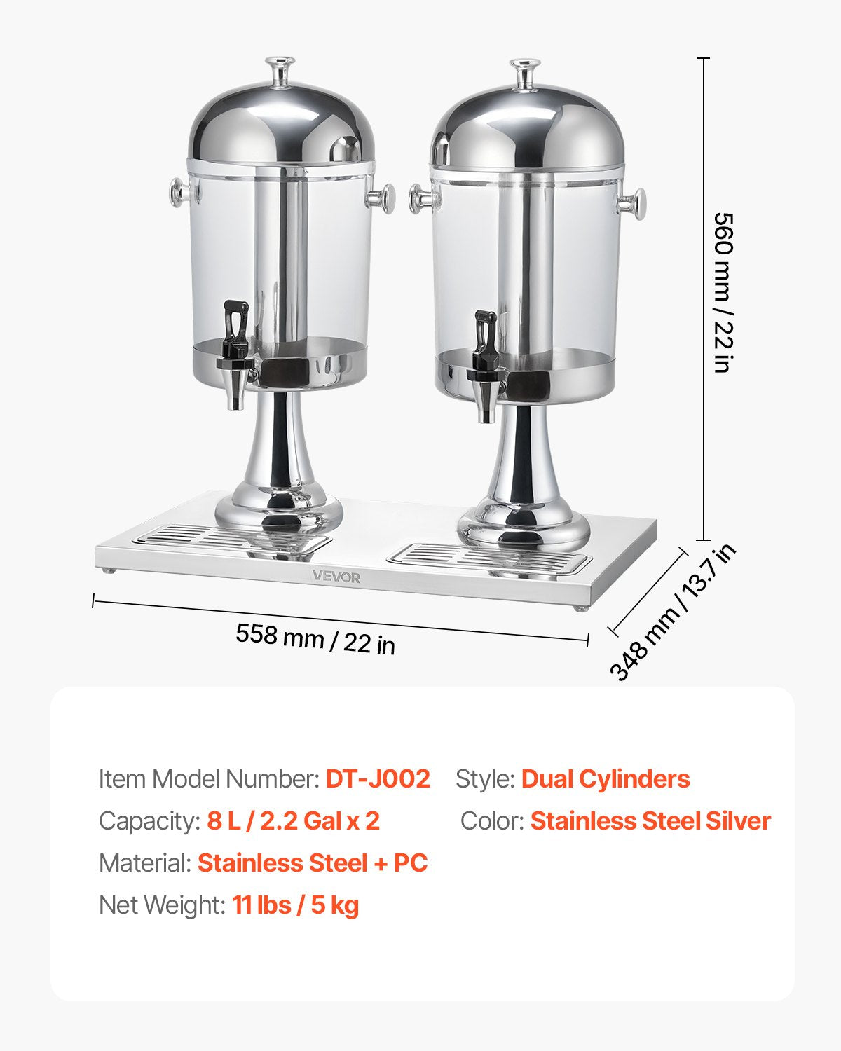 Gėrimų dozatorius VEVOR DT-J002, 16 l (2 x 8 l)