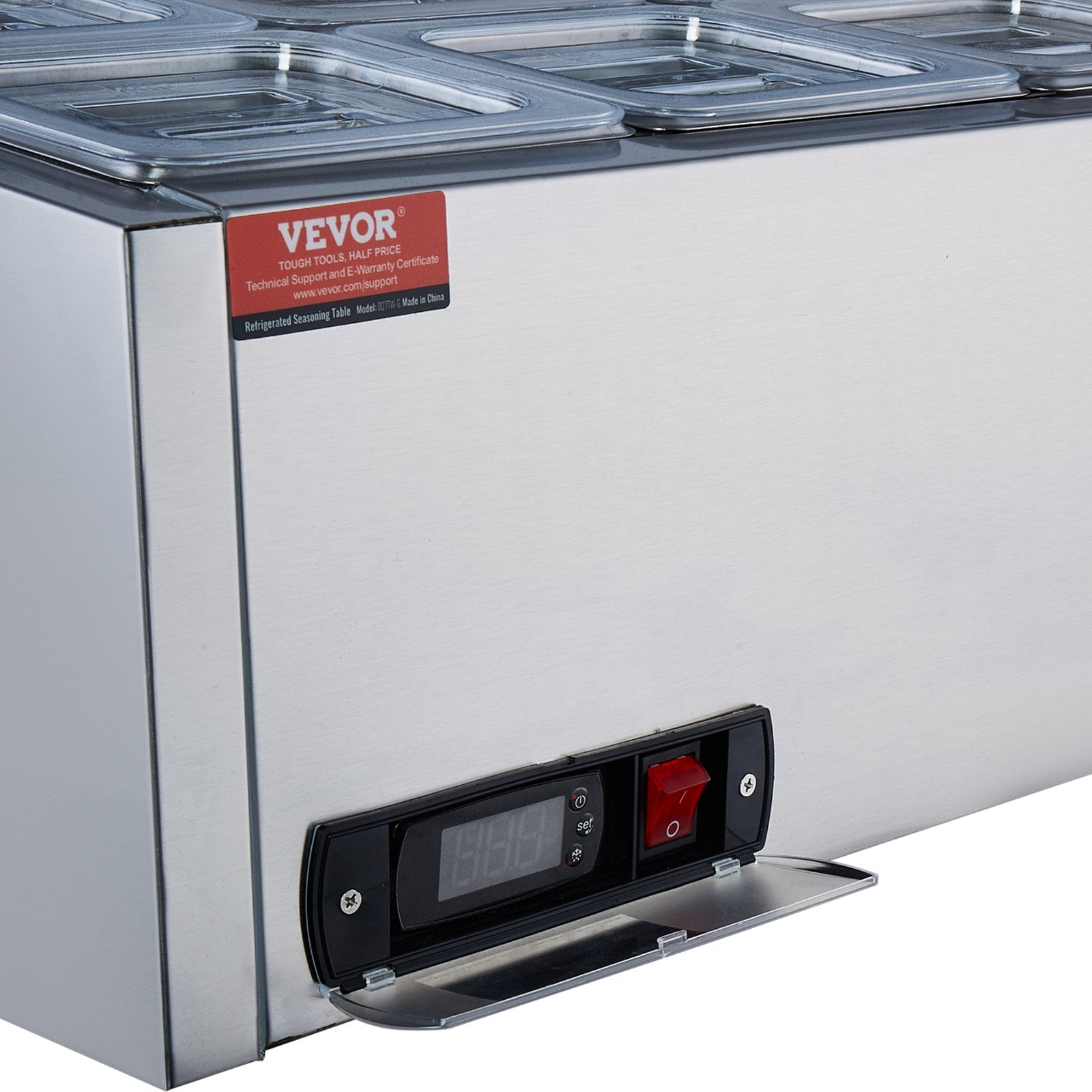 Šaldoma ingredientų vitrina VEVOR D27TW-G, 8 x GN 1/6 indai
