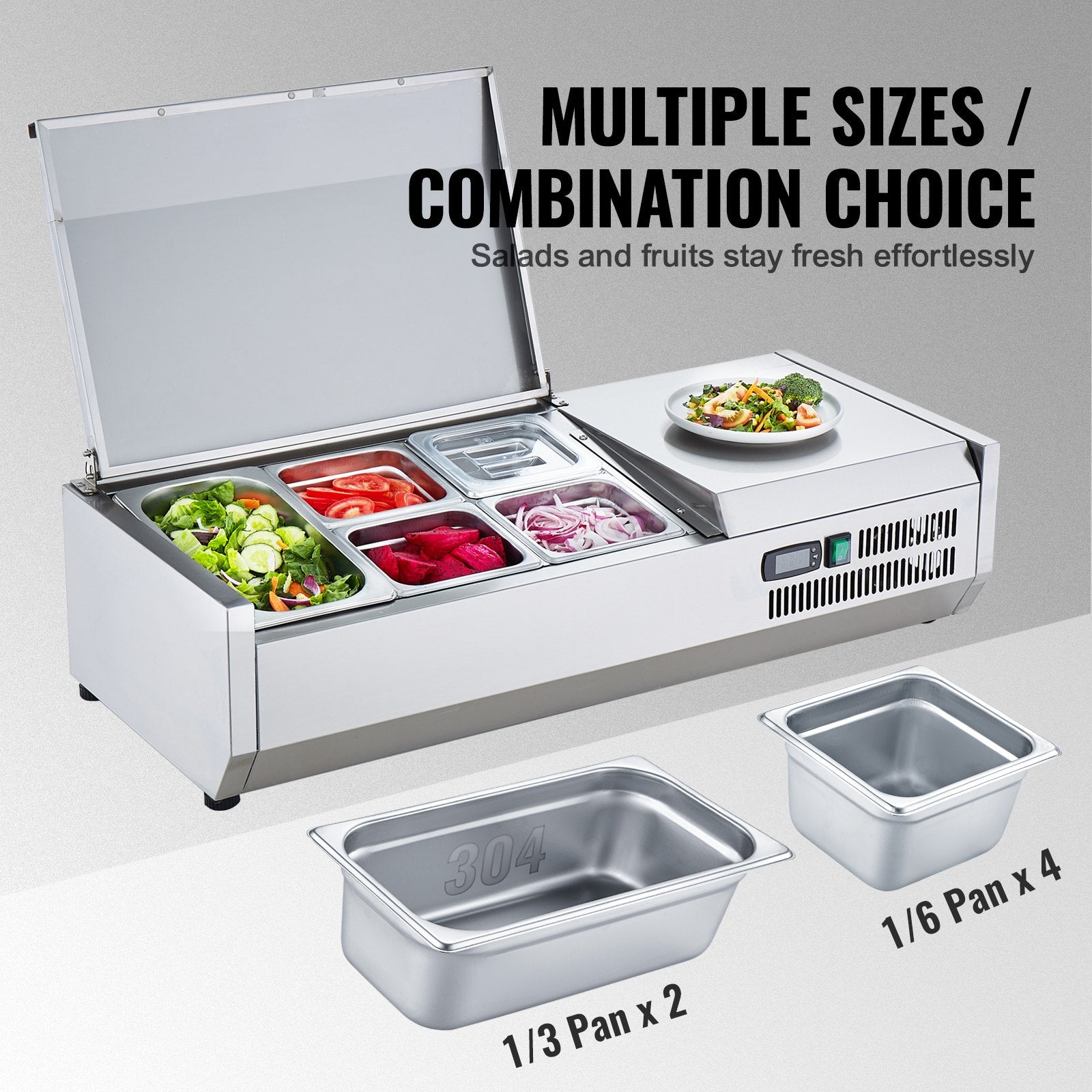 Šaldoma ingredientų vitrina VEVOR D40TW-G, 140 W