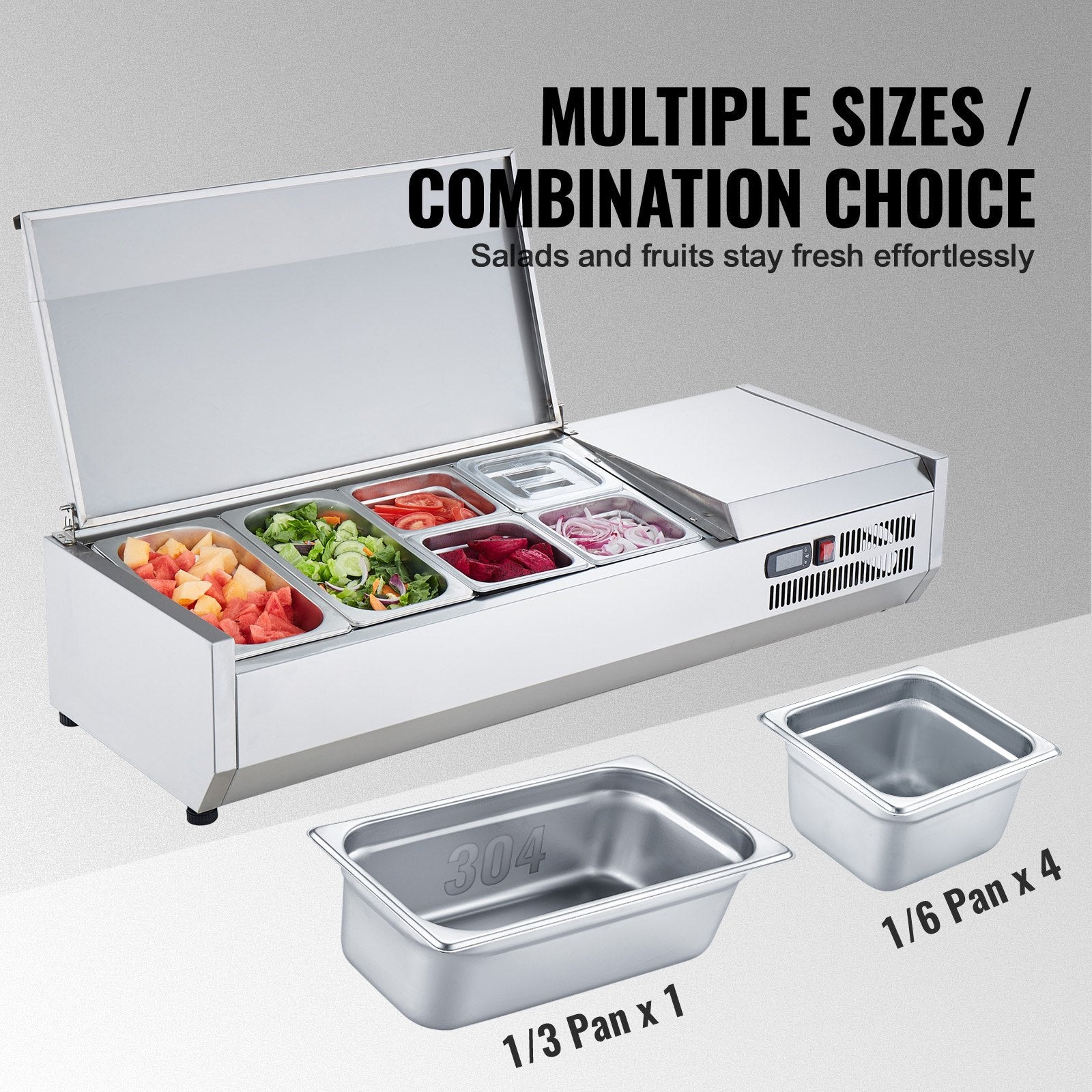 Šaldoma ingredientų vitrina VEVOR D48TW-G, 140 W