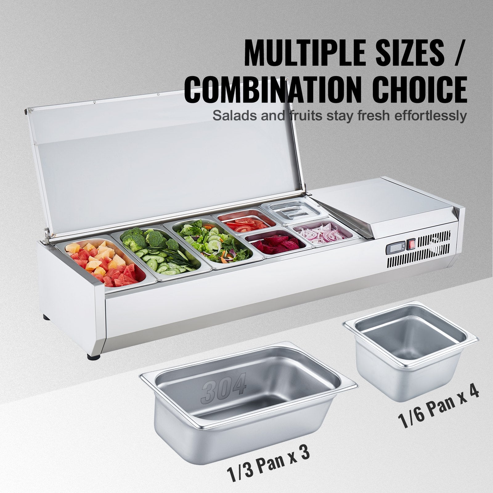 Šaldoma ingredientų vitrina VEVOR D55TW-G, 150 W