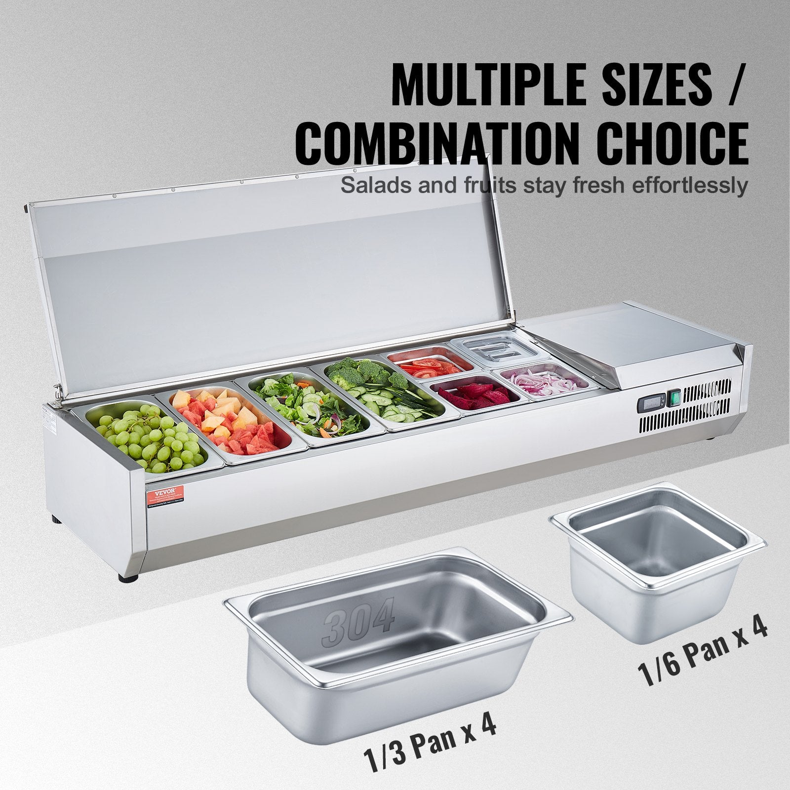 Šaldoma ingredientų vitrina VEVOR D60TW-G, 155 W