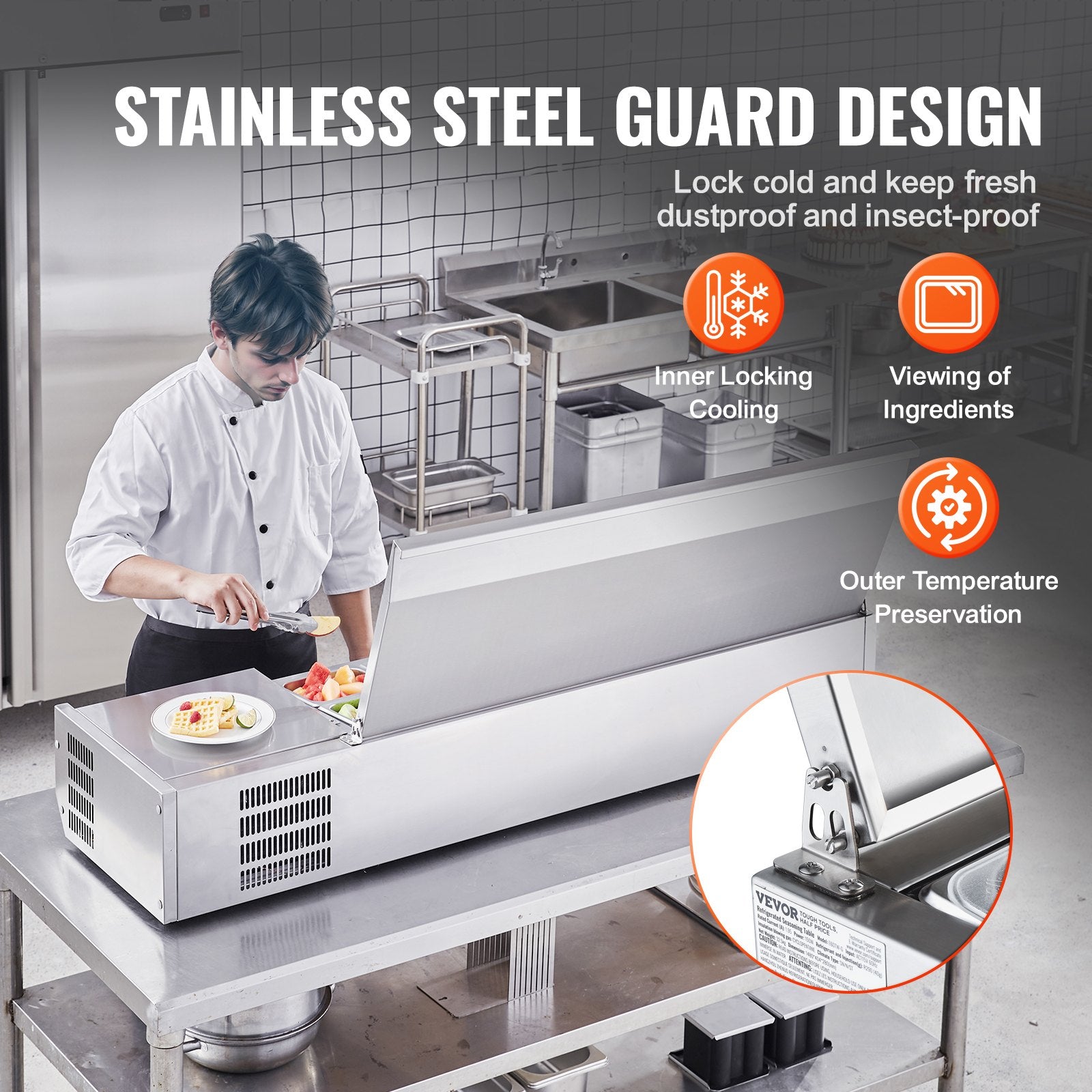 Šaldoma ingredientų vitrina VEVOR D60TW-G, 155 W